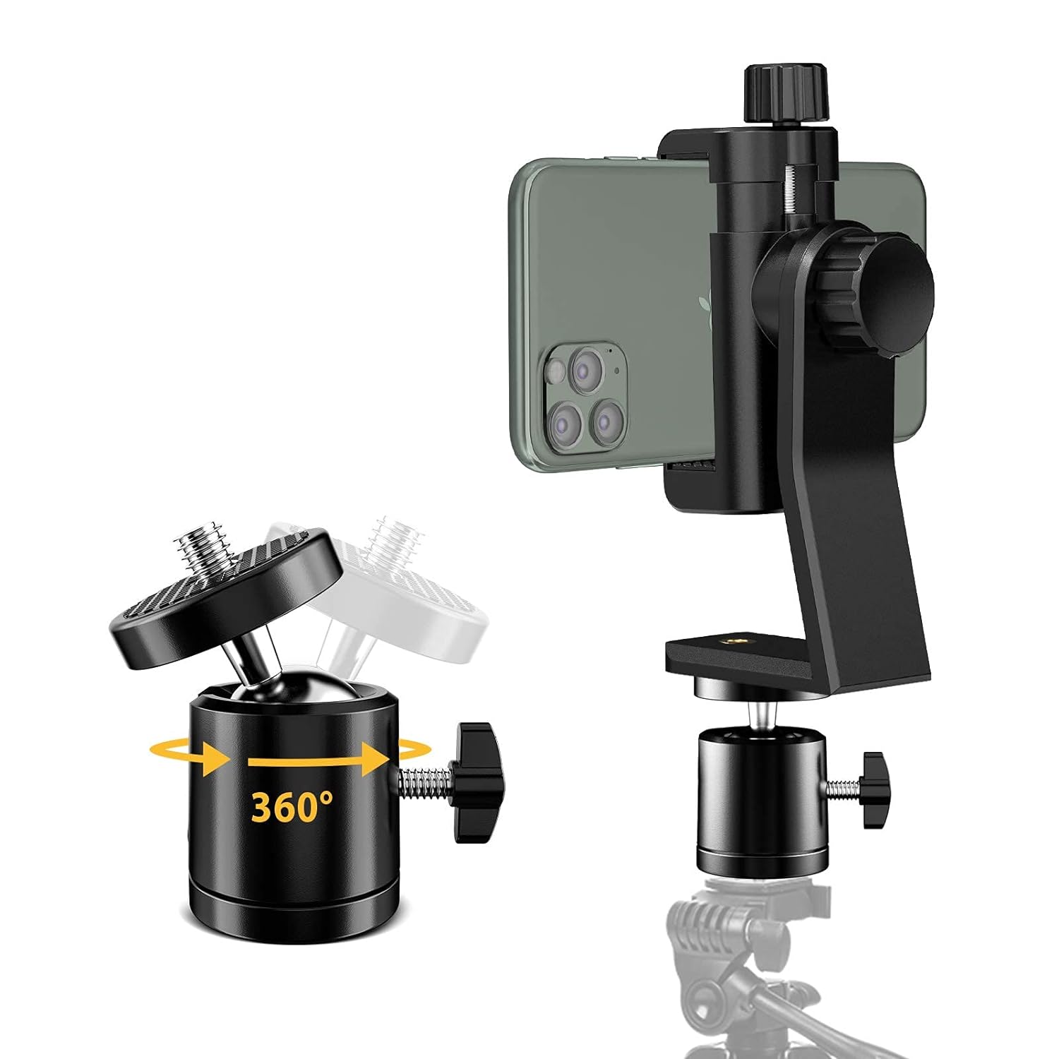Smartphone tripod mount, phone holder 360 rotation