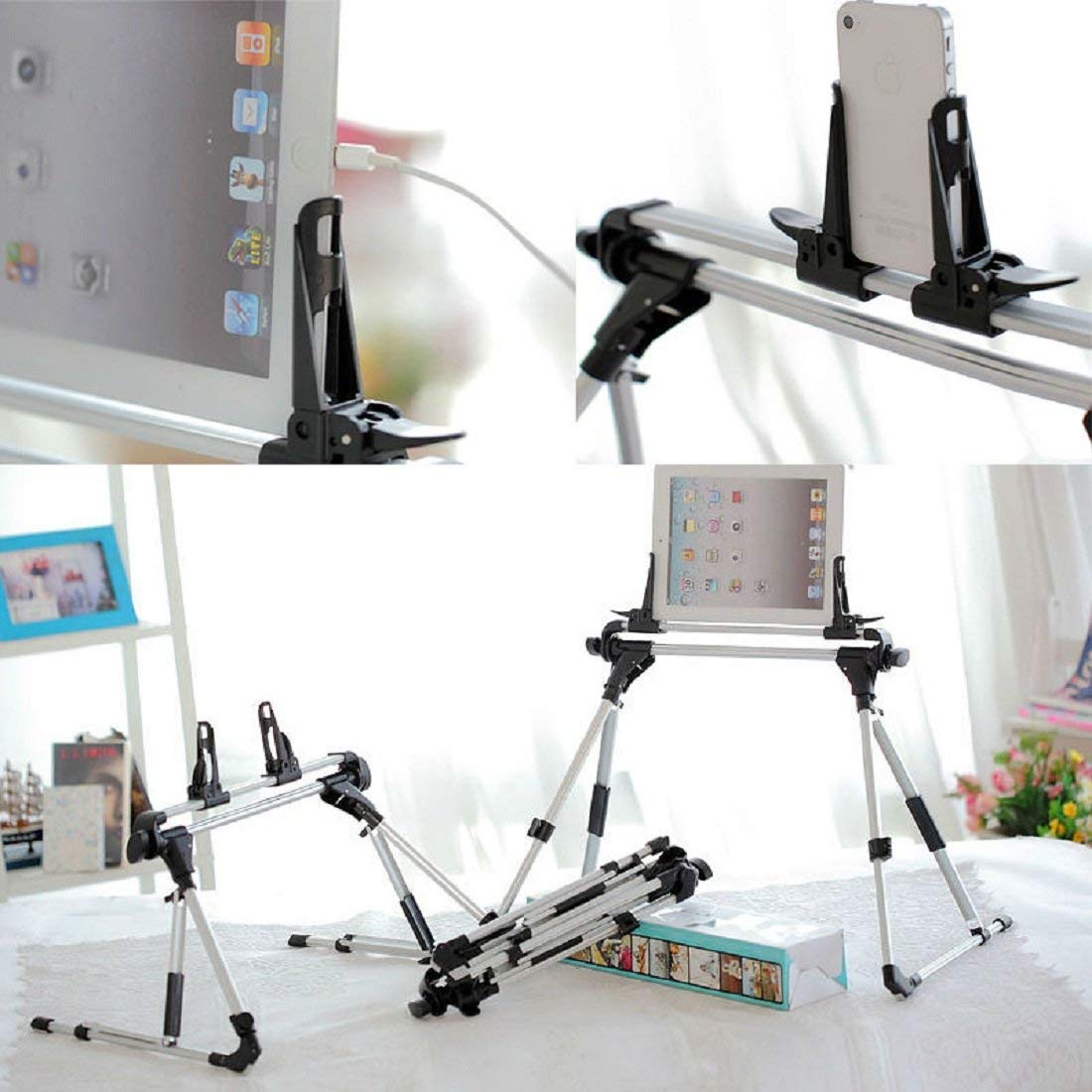Tablet Holder, 360 Adjustable Phone/Tablet Stand with Steel Arm