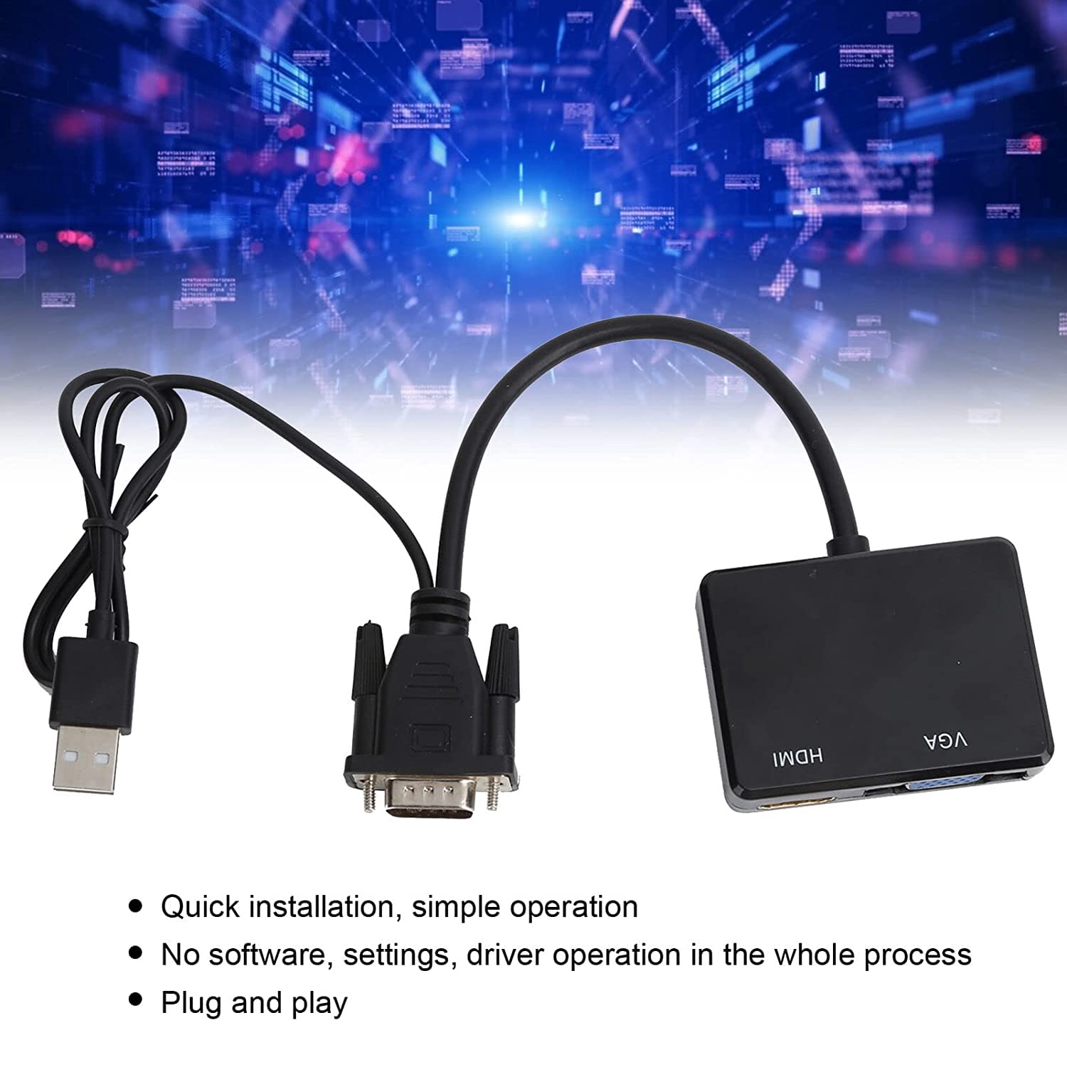 1080p VGA to HDMI Converter with Audio & USB Power - Connect Old PC to New TV / Monitor