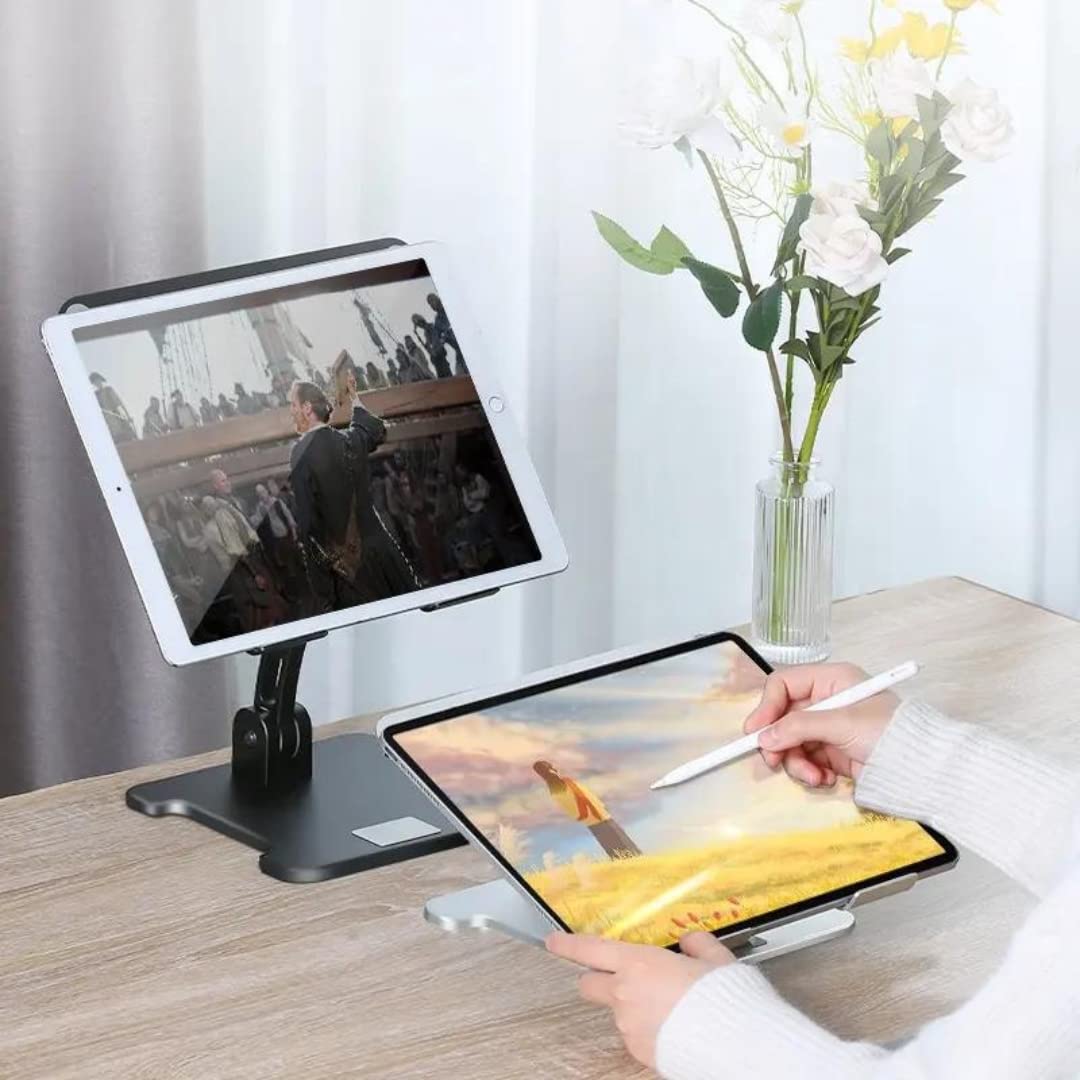 Tablet Stand, 360 Rotating Portable Aluminum Adjustable Folding Tablet Stand Holder
