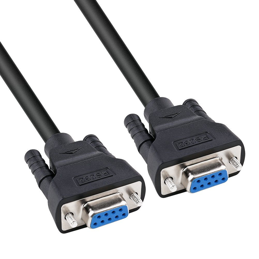 Female to Female 9 Pin Straight Through DB9 Serial Cable for Modem, Personal Computer, Printer, Scanner (Black, 5 Meters)