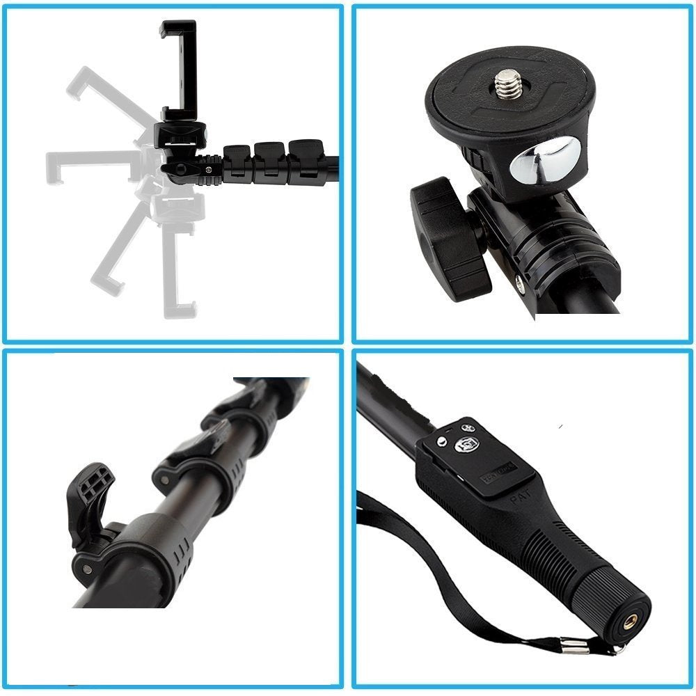 durReey Selfie Stick with Bluetooth Remote, Extendable Up to 113.5 CM, Black