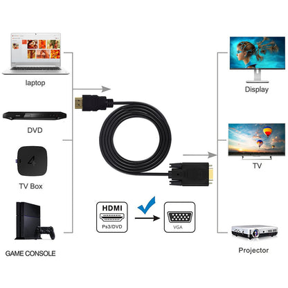 HDMI to VGA Cable, Gold-Plated HDMI Male to VGA Male 1080p Video Converter Cable
