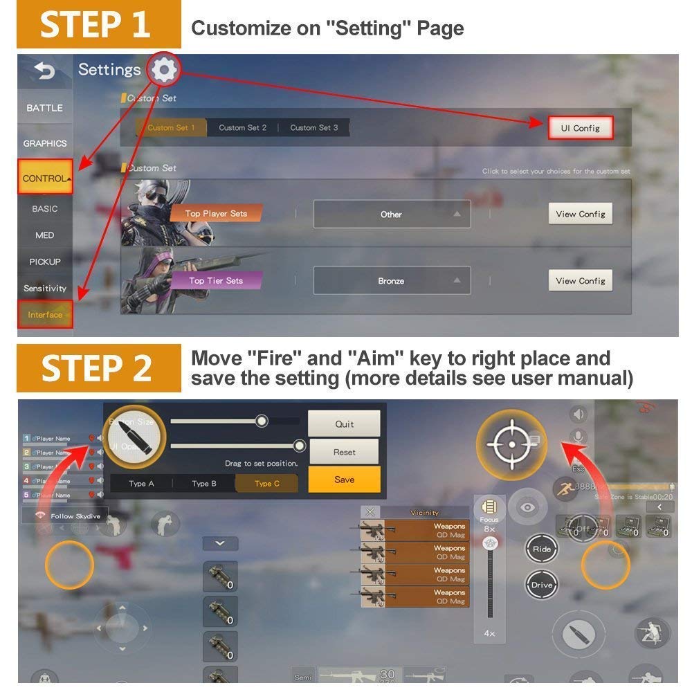 durReey Gaming Controller Trigger Aim Key L1 R1 Shooting Fit for Call of Duty COD, PUBG, Knives Out, for Survival Rules, for Survivor Royale, for Critical Ops, etc. (Black Wheel)