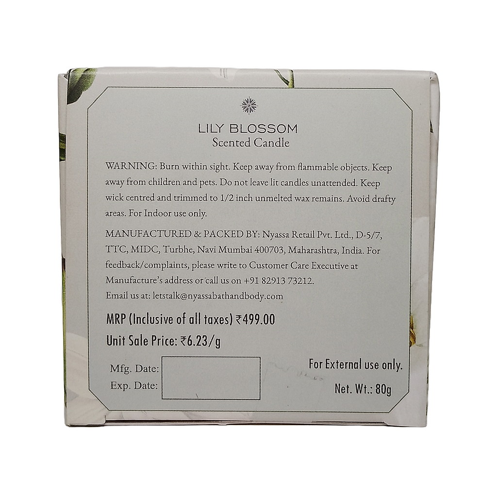 Lily Blossom Scented Candle | Lilies Floral Fragrance 80gm