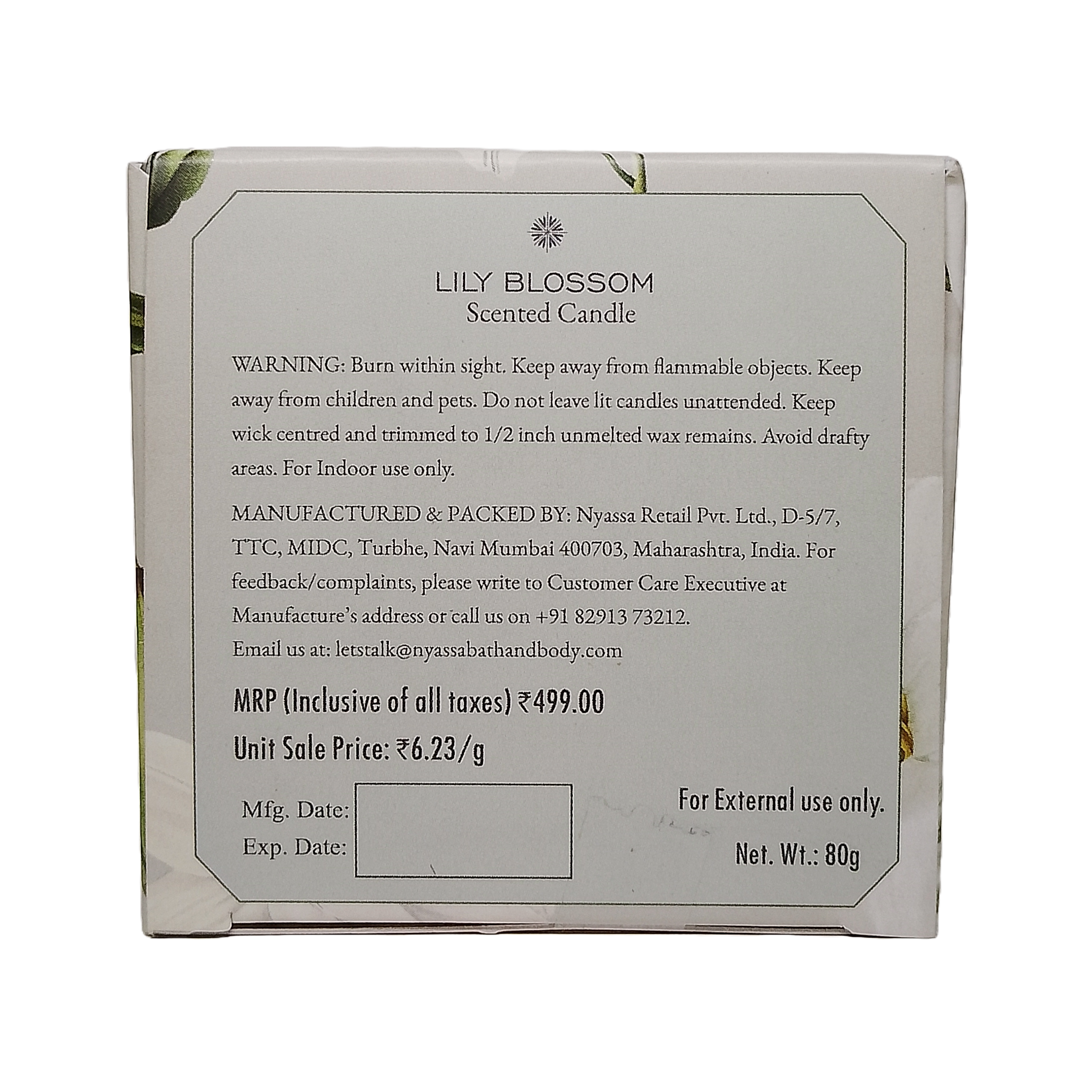 Lily Blossom Scented Candle | Lilies Floral Fragrance 80gm