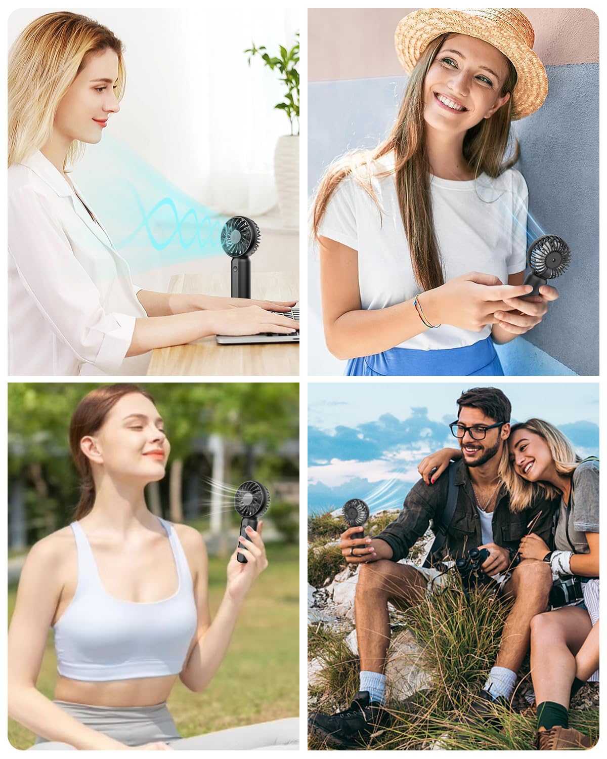 Portable Mini Fan - Rechargeable Hand Fan with 3 Adjustable Speeds, 2000mAh Battery, Lightweight Design, Low Noise, and Easy Portability for Indoor and Outdoor Use (Black)