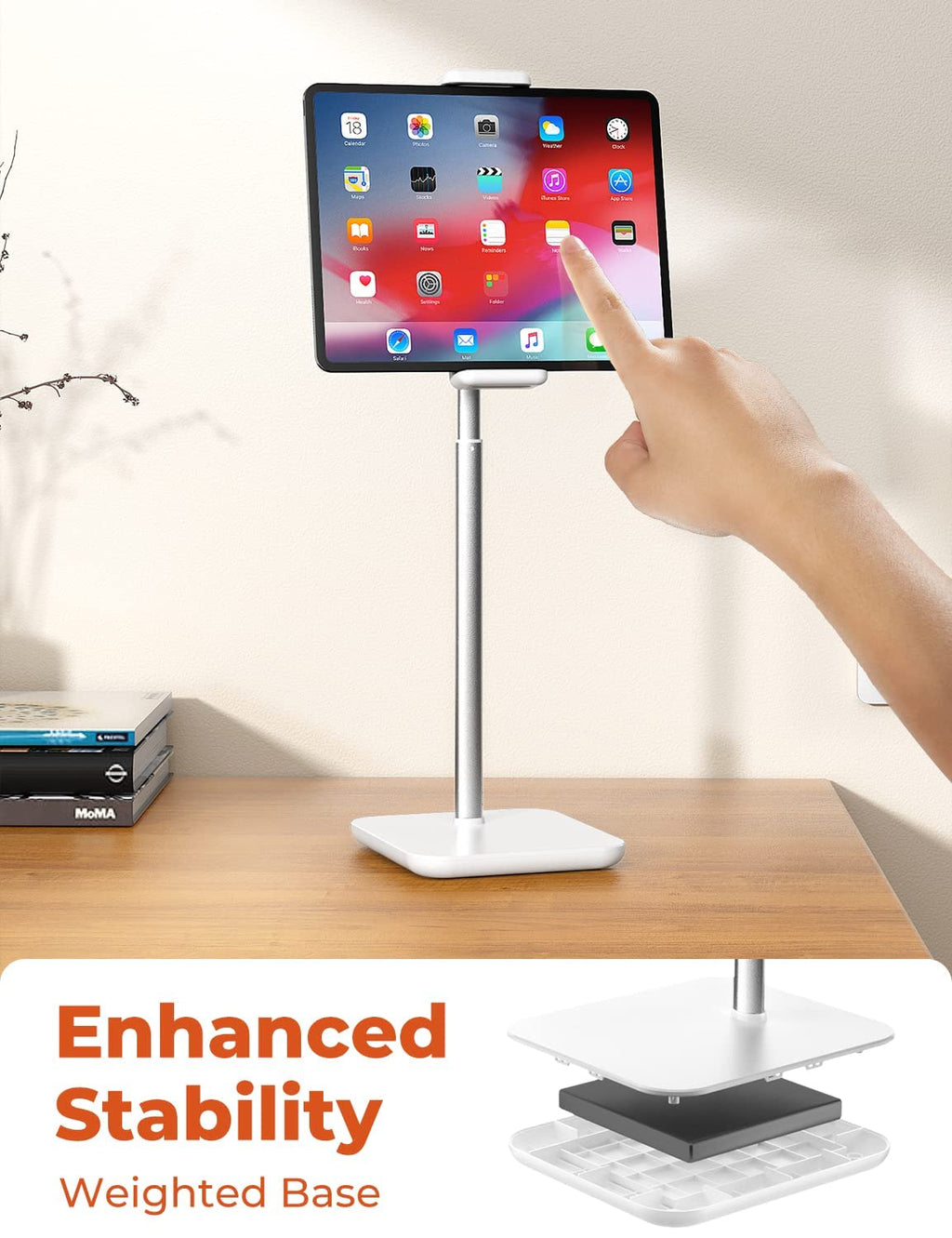 IPad Stand Height Adjustable Tablet Stand for Table with 360 Degree Rotation