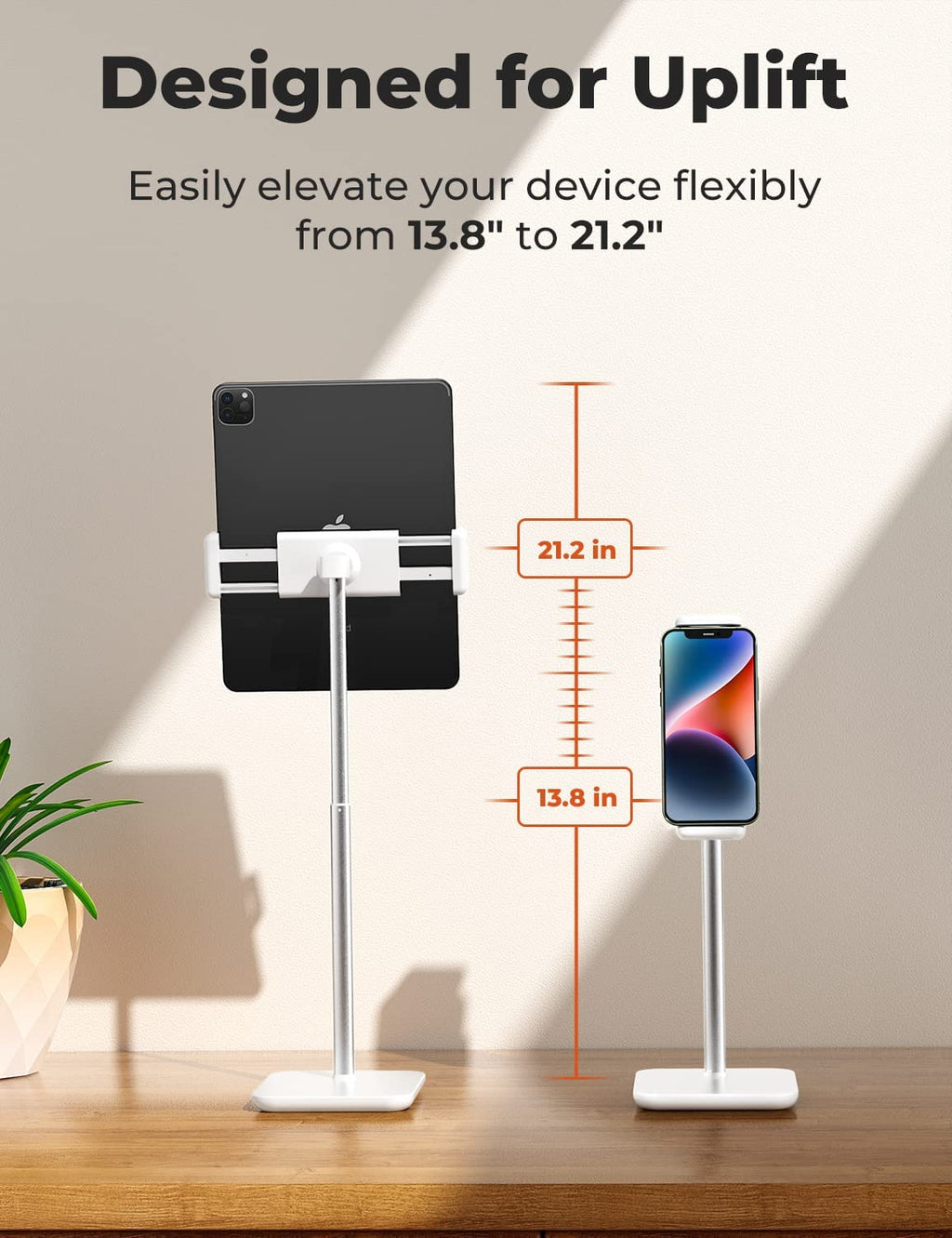 IPad Stand Height Adjustable Tablet Stand for Table with 360 Degree Rotation