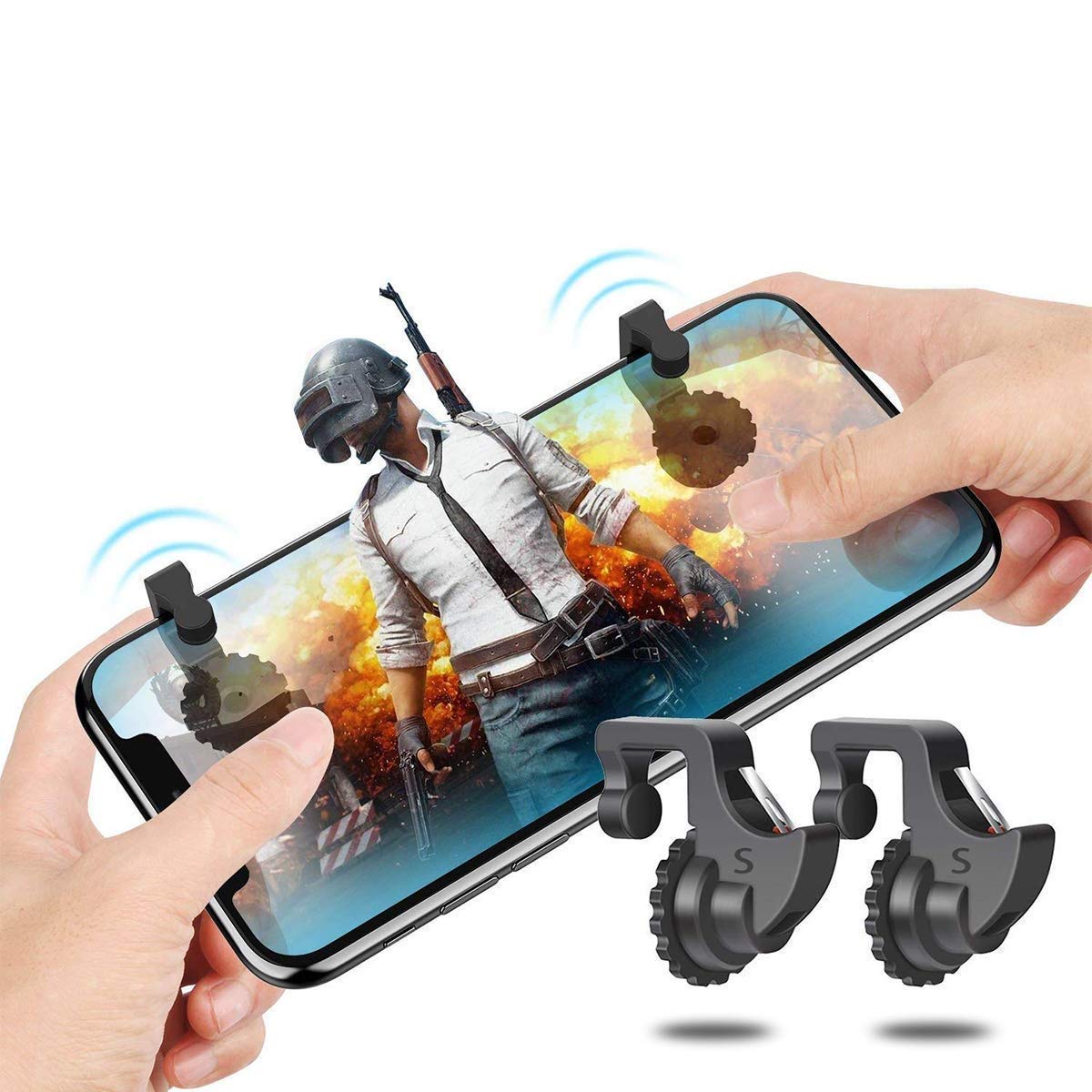 durReey Gaming Controller Trigger Aim Key L1 R1 Shooting Fit for Call of Duty COD, PUBG, Knives Out, for Survival Rules, for Survivor Royale, for Critical Ops, etc. (Black Wheel)