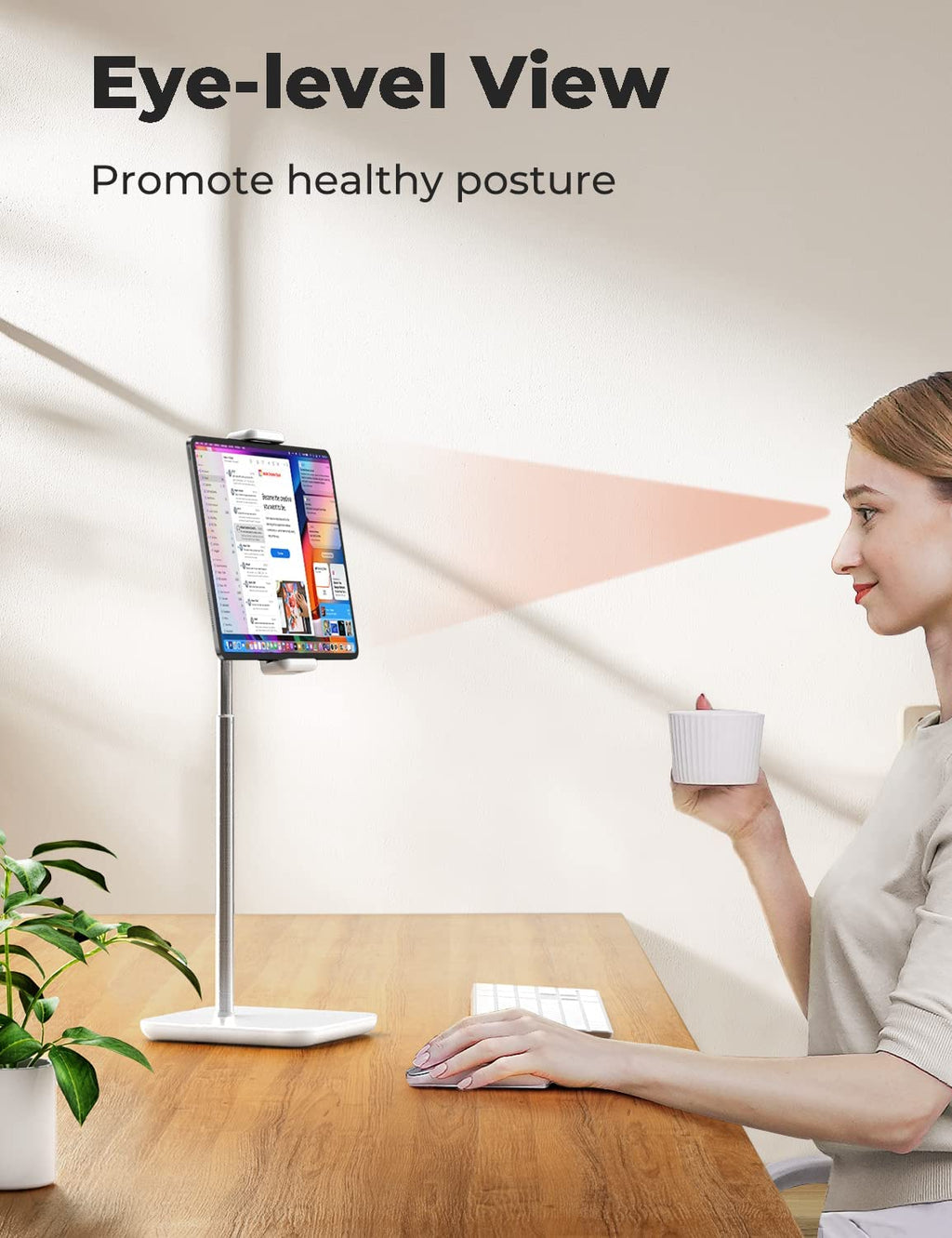 IPad Stand Height Adjustable Tablet Stand for Table with 360 Degree Rotation