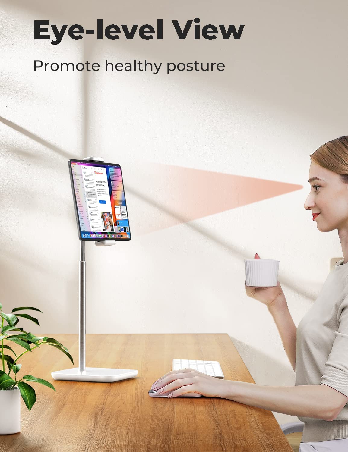 IPad Stand Height Adjustable Tablet Stand for Table with 360 Degree Rotation