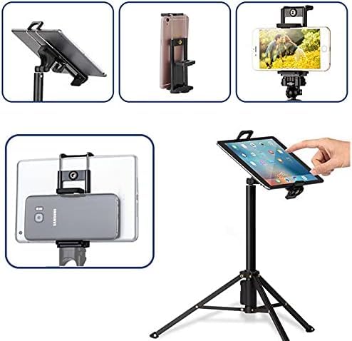 Tablet stand with multiple device holders on a white background
