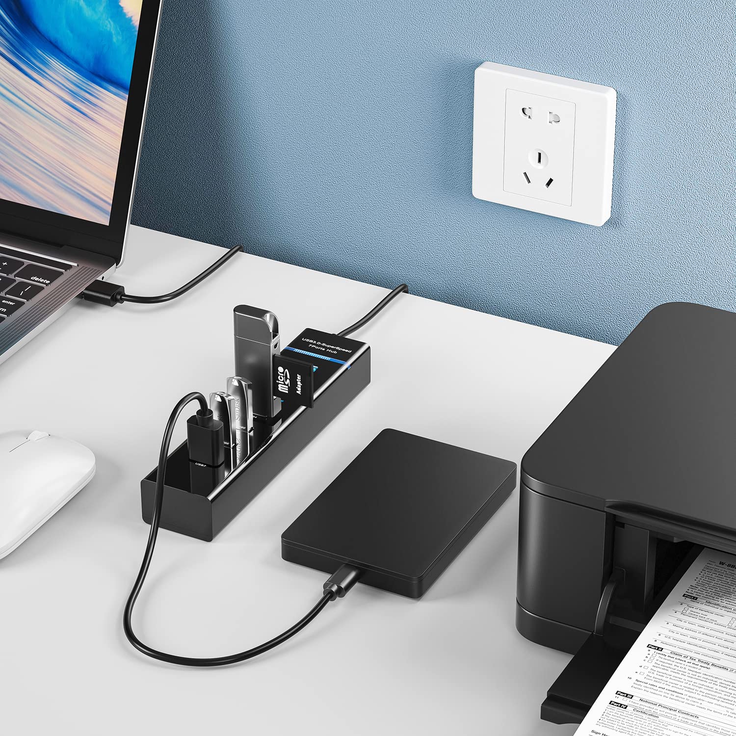 7 port hub, durReey, usb hubs, usb gadgets, usb fan, usb light, rechargeble, durReey, durReey usb flash light