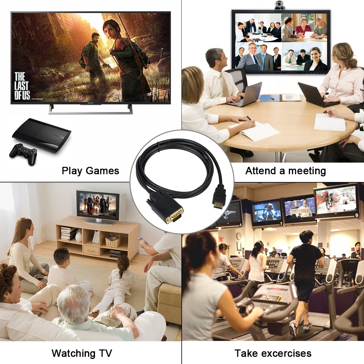 HDMI to VGA Cable, Gold-Plated HDMI Male to VGA Male 1080p Video Converter Cable