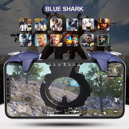 durReey Pubg Gaming Trigger, Plug and Play Mobile Trigger for PUBG, Knives Out, Rules of Survival, Call of Duty for Android (Blue Shark)