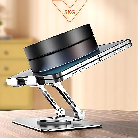 Tablet Stand, 360 Rotating Portable Aluminum Adjustable Folding Tablet Stand Holder - GREY