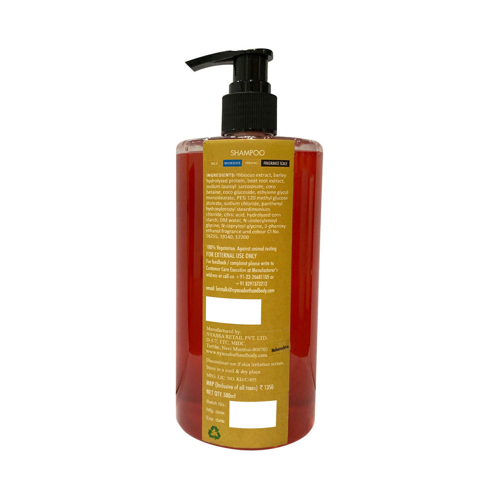 Hibiscus Shampoo Fortified with Hibiscus extract and Barley protein.
