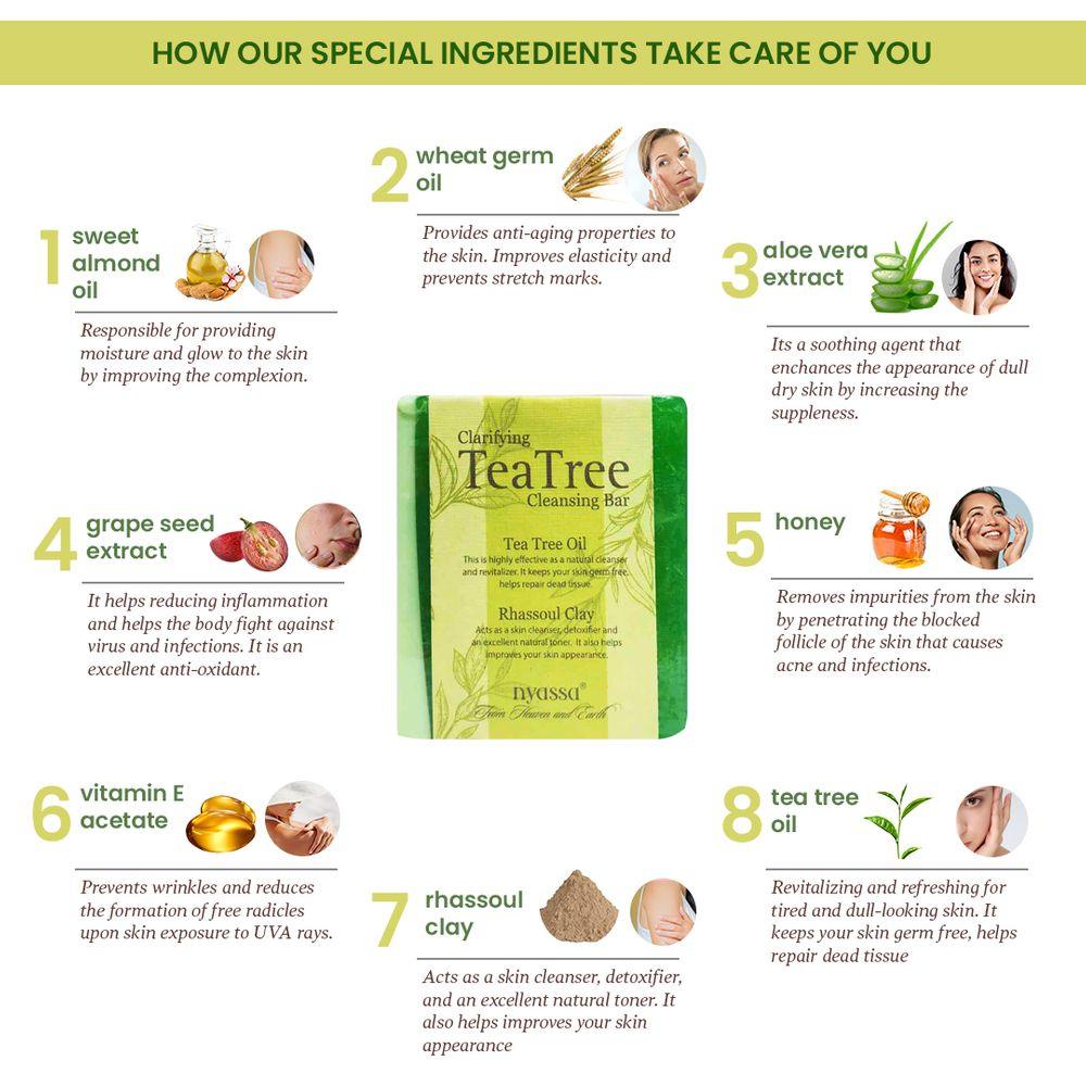 Clarifying Tea tree cleansing bar 150gm - Nyassa