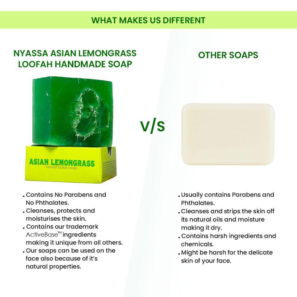 Asian Lemongrass Handmade Loofah Soap 150 gm - Nyassa