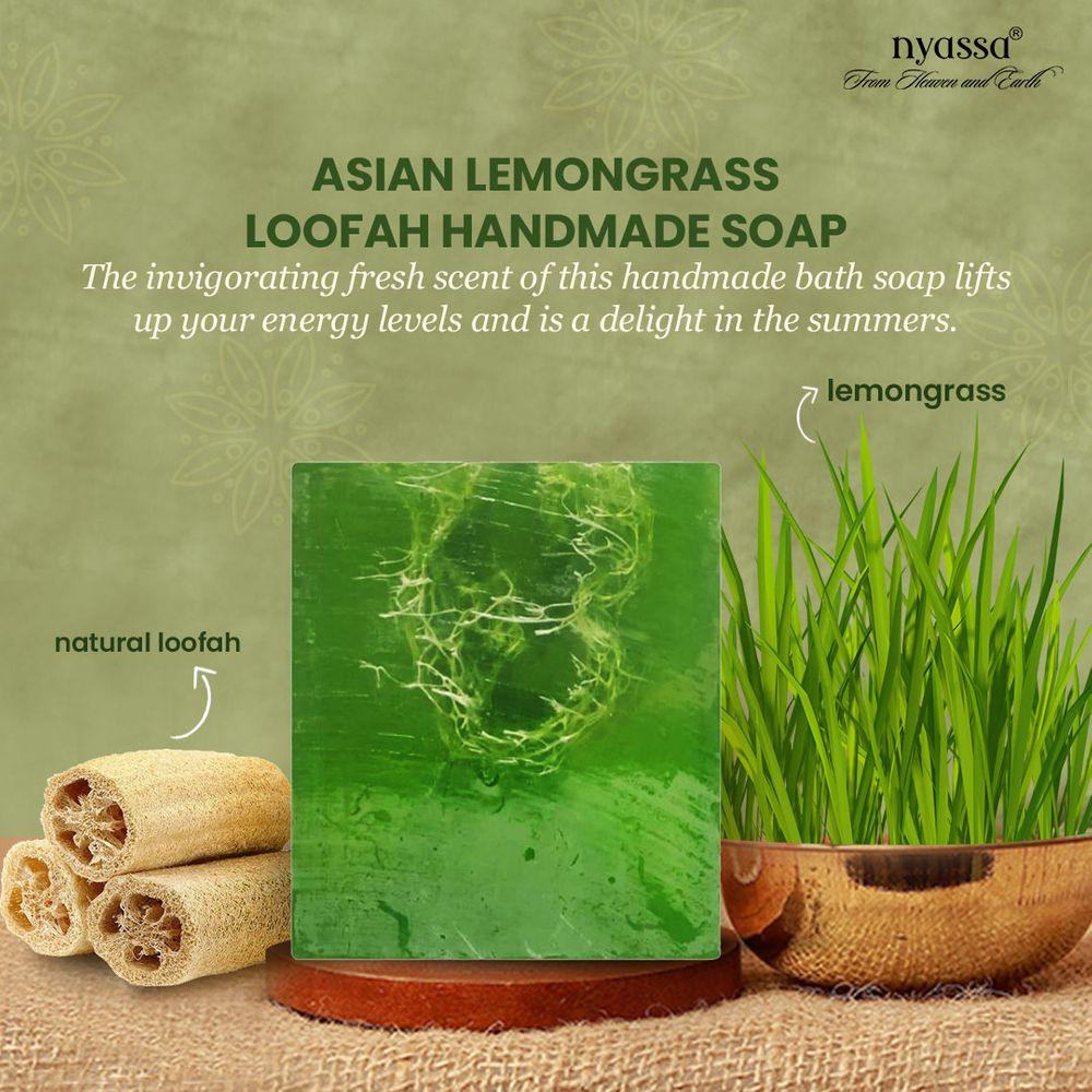 Asian Lemongrass Handmade Loofah Soap 150 gm - Nyassa