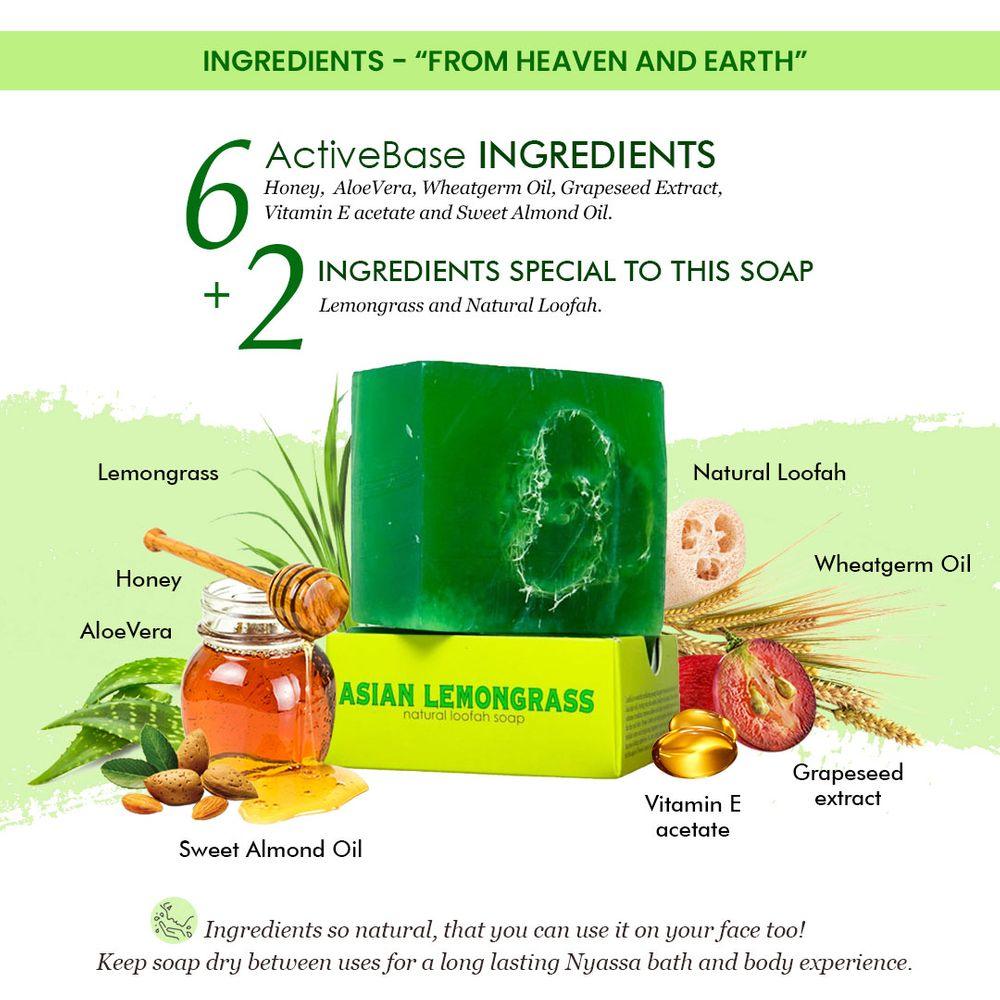 Asian Lemongrass Handmade Loofah Soap 150 gm - Nyassa