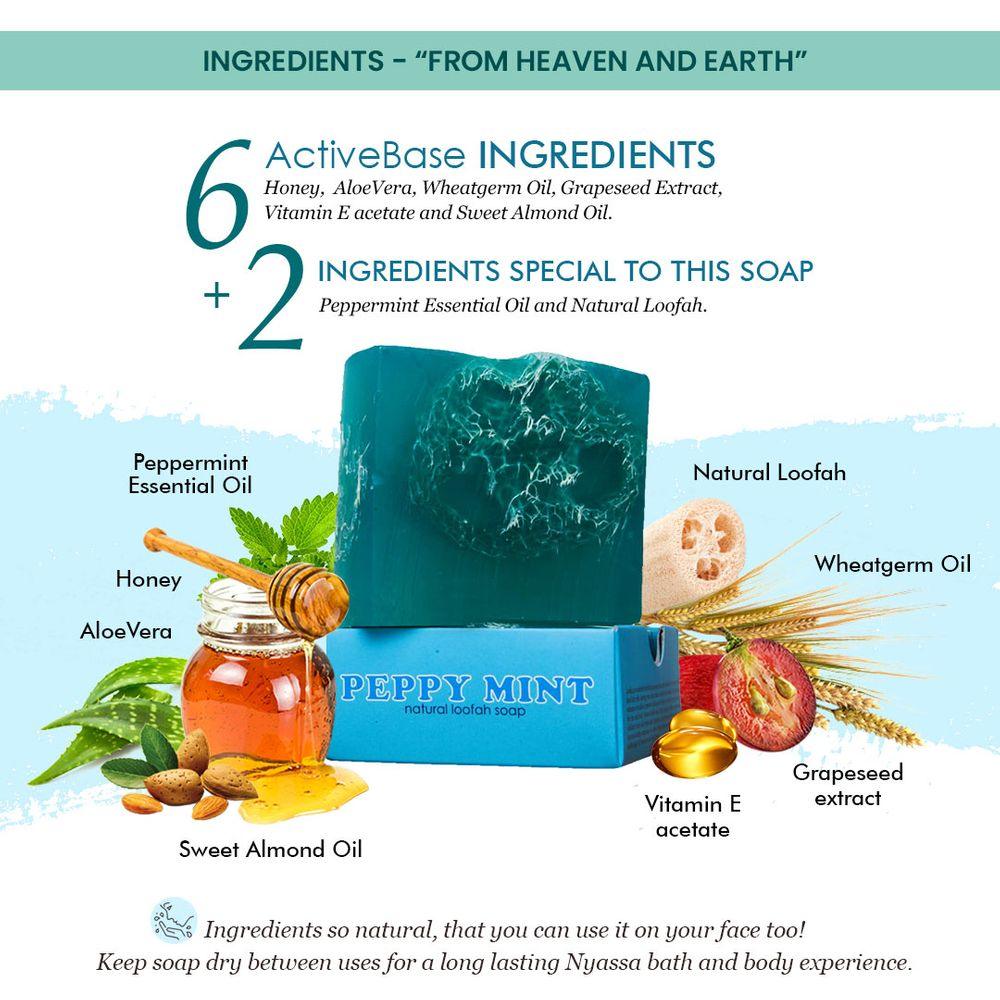 Peppy Mint Handmade Loofah Soap 150 gm - Nyassa