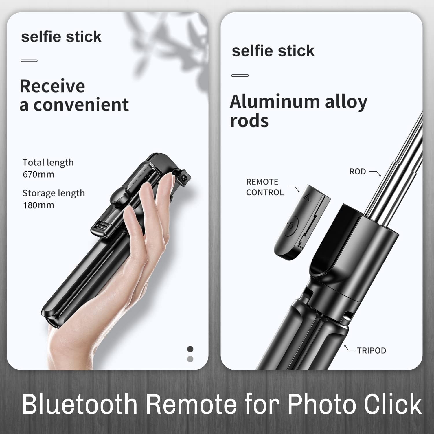 FKU 3-in-1 Selfie Stick Tripod Mobile Stand w/ Remote