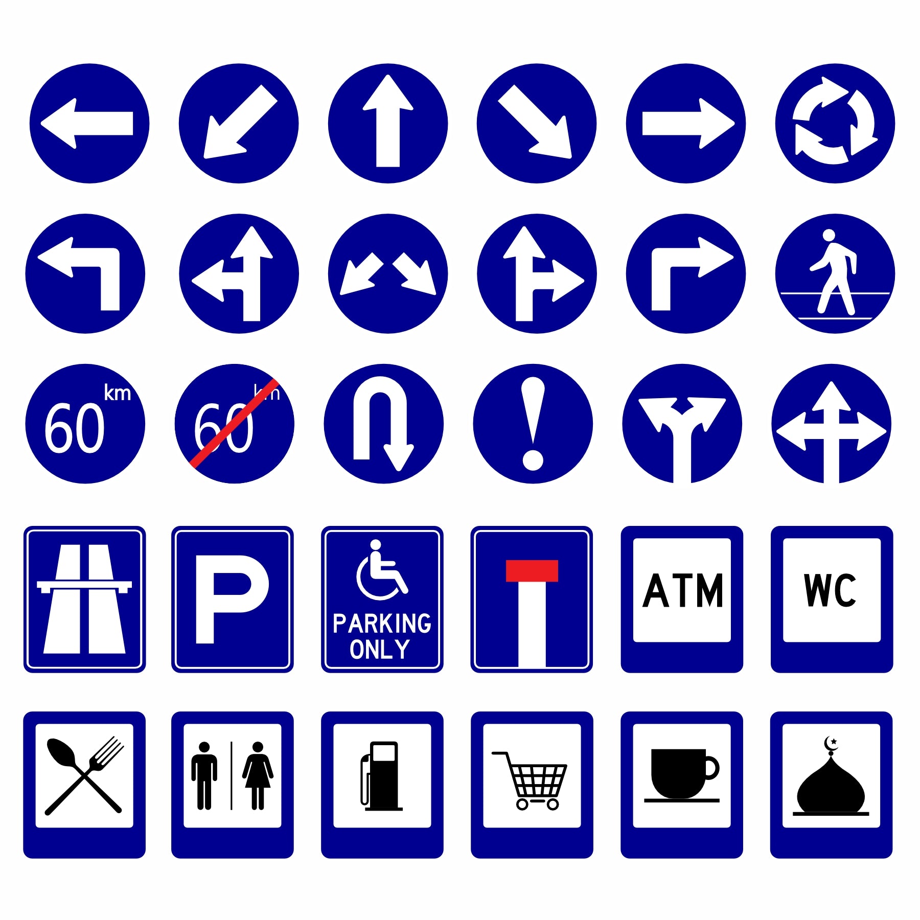 best wallpaper online store in India, Vishal Wallpapers, Navigation & Public Utility Signage Wallpaper - Road, Airport, Parking, Restaurant, ATM & WC Icons for Walls