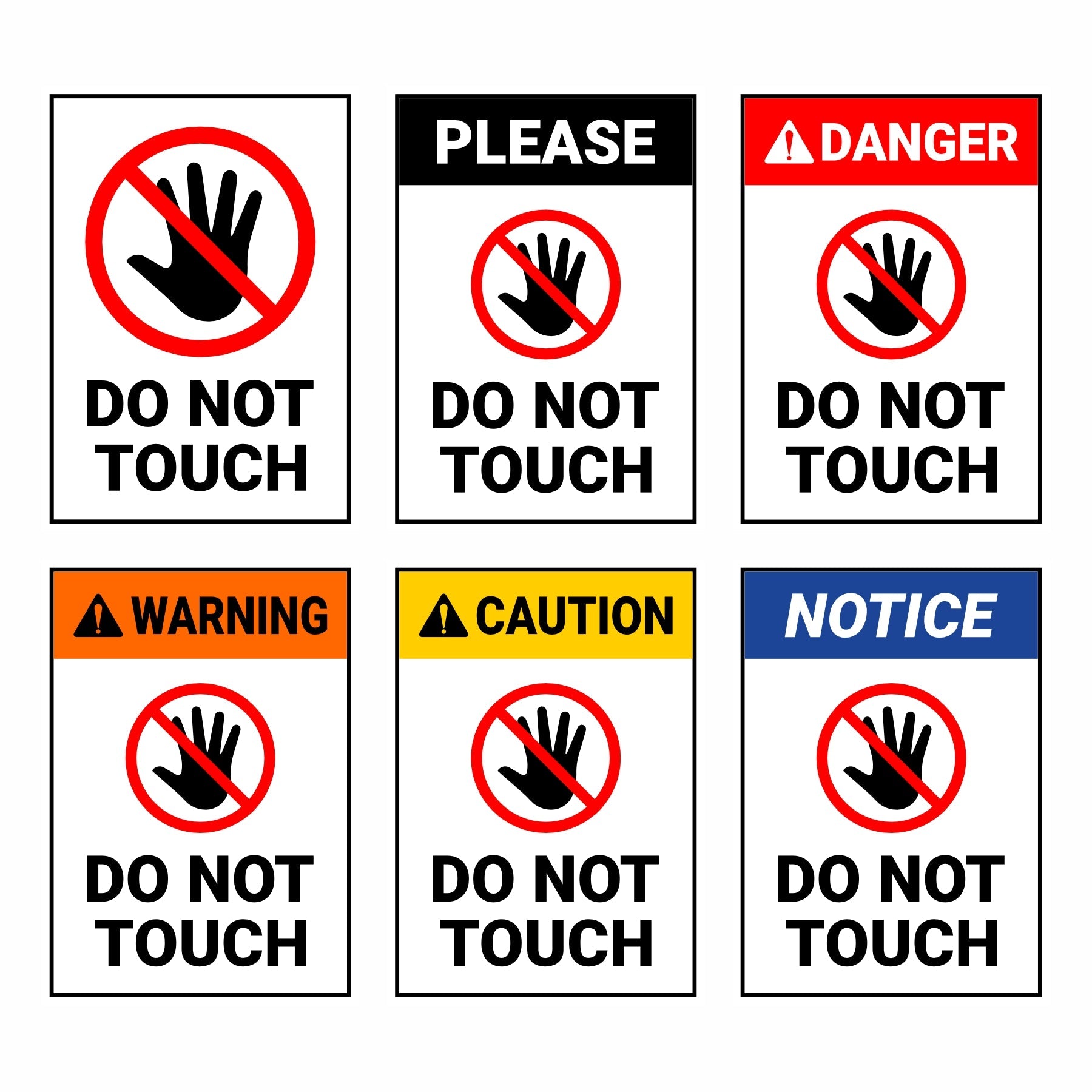 Safety and Hazard "Do Not Touch" Signage Wallpaper Pack - Warning, Danger, Caution, Notice Wall Decals, Vishal Wallpapers