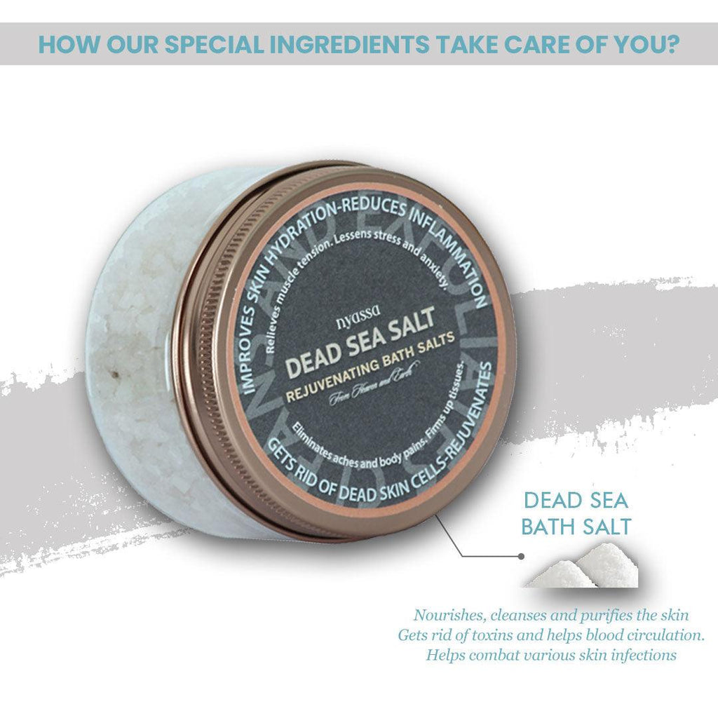 Dead Sea Salt Rejuvenating Bath Salts. Pure and Authentic for Natural Treatment - Nyassa