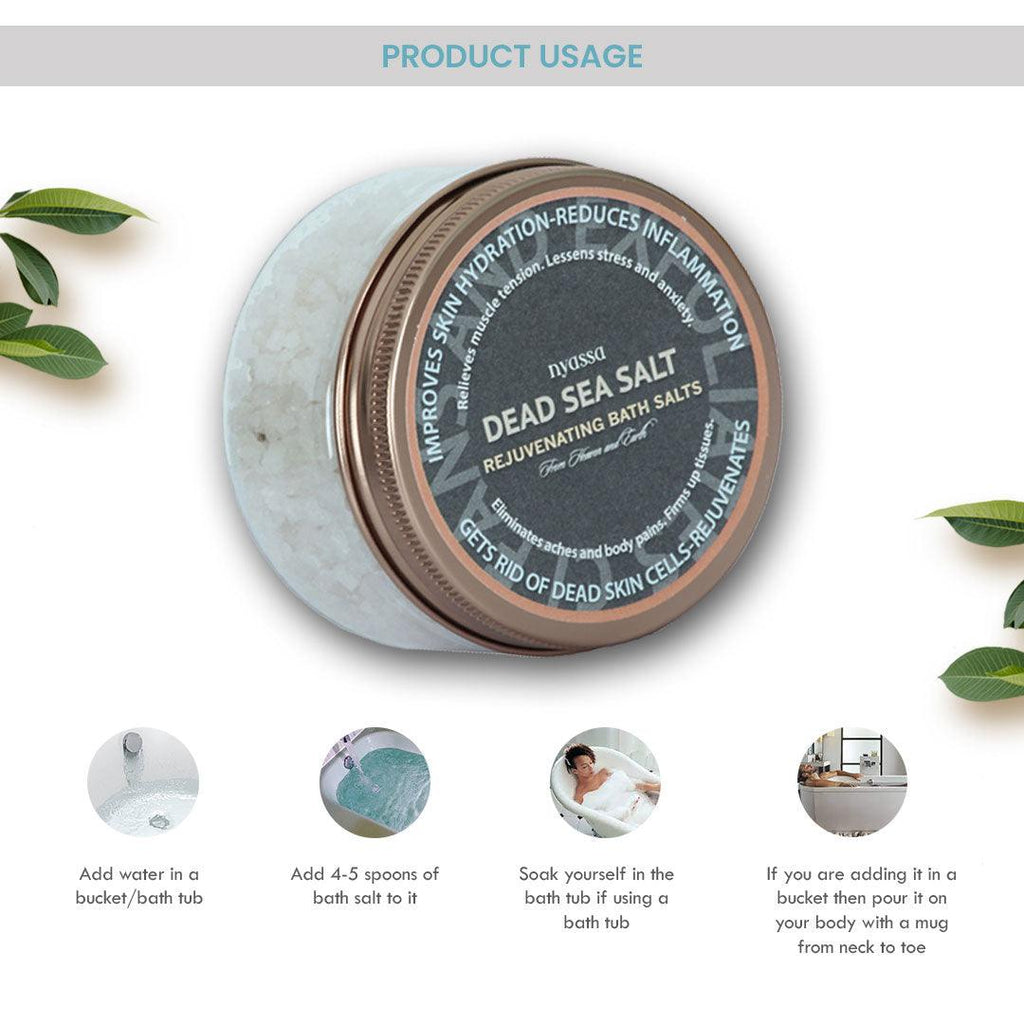 Dead Sea Salt Rejuvenating Bath Salts. Pure and Authentic for Natural Treatment - Nyassa