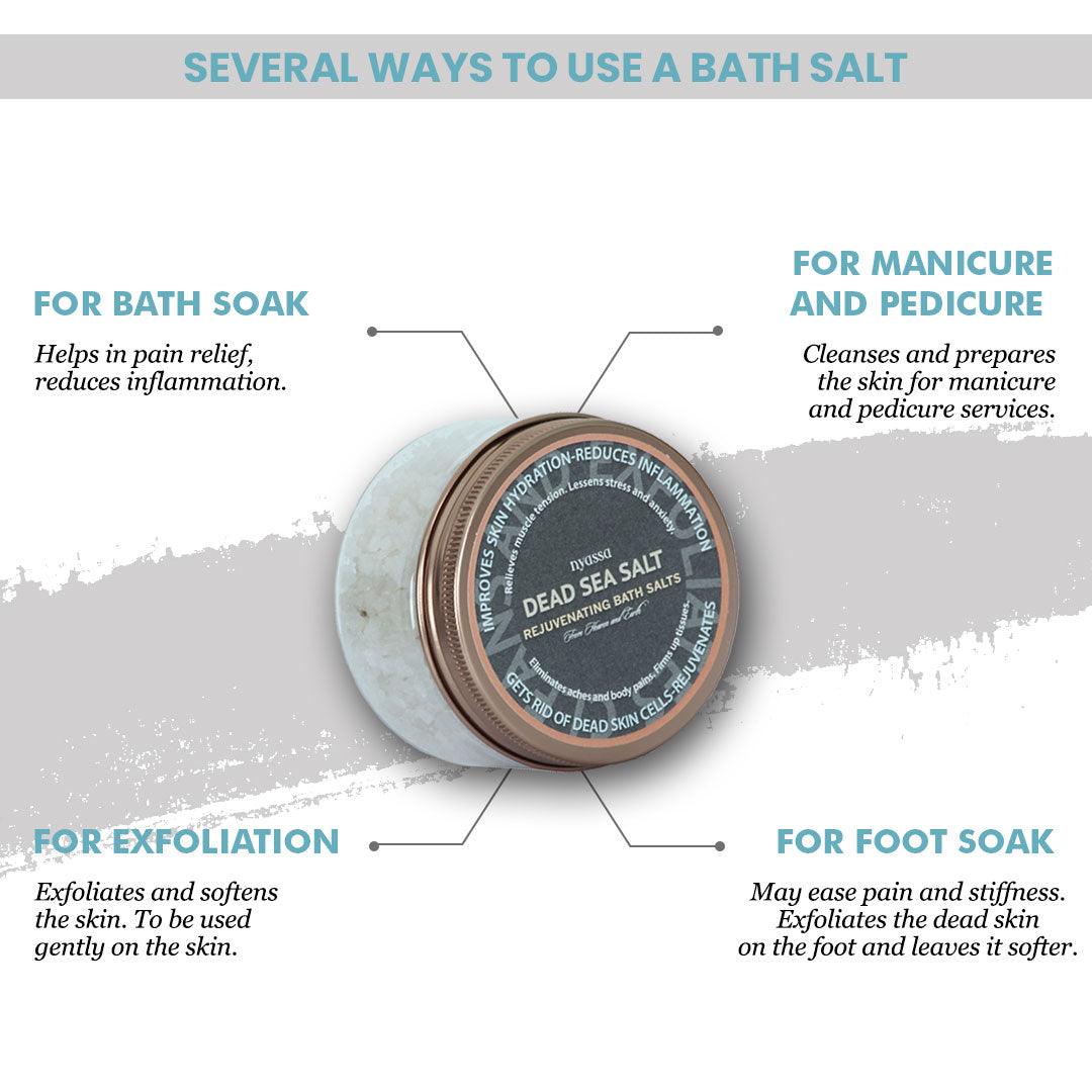 Dead Sea Salt Rejuvenating Bath Salts. Pure and Authentic for Natural Treatment - Nyassa