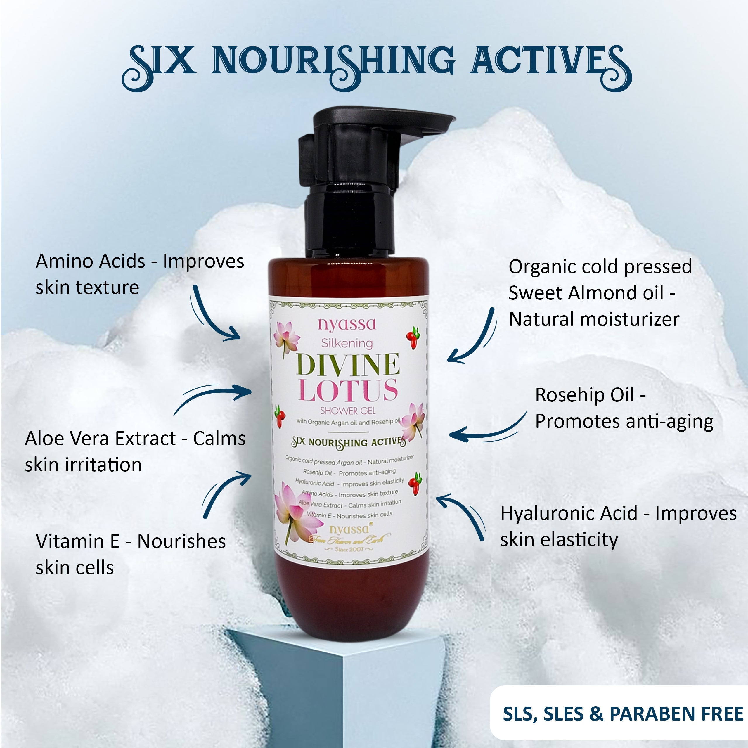 Silkening Divine Lotus Shower Gel with Organic Oil And Rosehip Oil