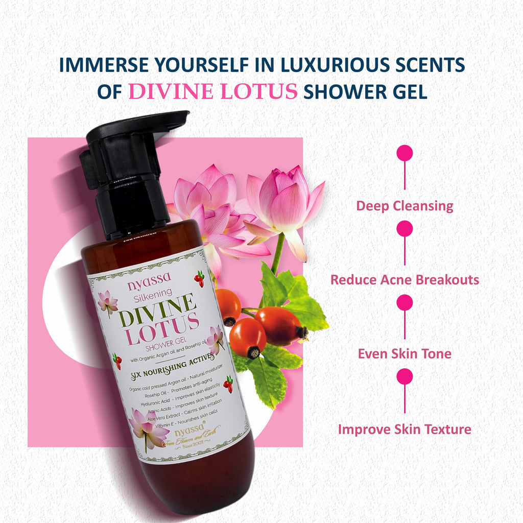Silkening Divine Lotus Shower Gel with Organic Oil And Rosehip Oil