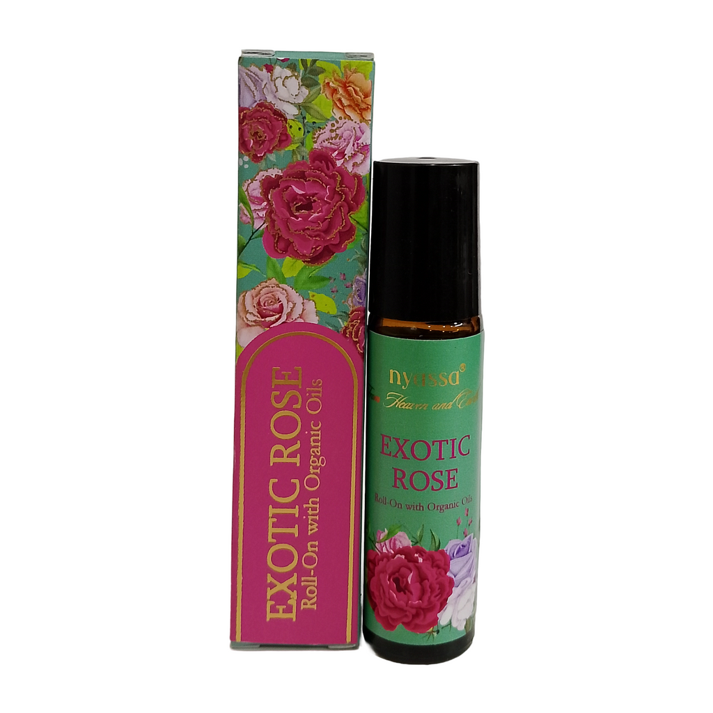 Exotic Rose Roll On with Organic Oils | Organics Cold Pressed Jojoba Oil, Sweet Almond Oil, Fragrance Oil and Vitamin E | 10ml
