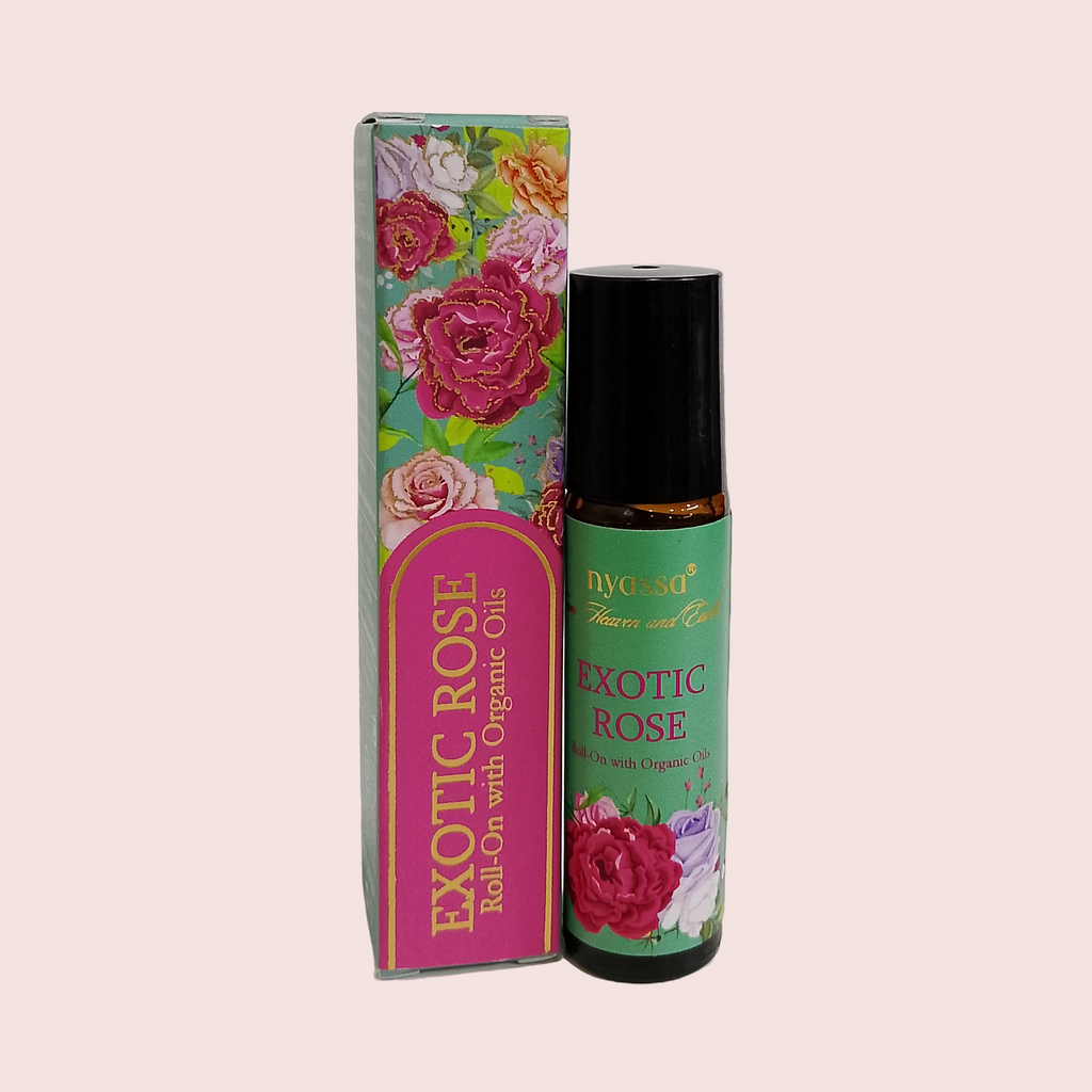 Exotic Rose Roll On with Organic Oils | Organics Cold Pressed Jojoba Oil, Sweet Almond Oil, Fragrance Oil and Vitamin E | 10ml