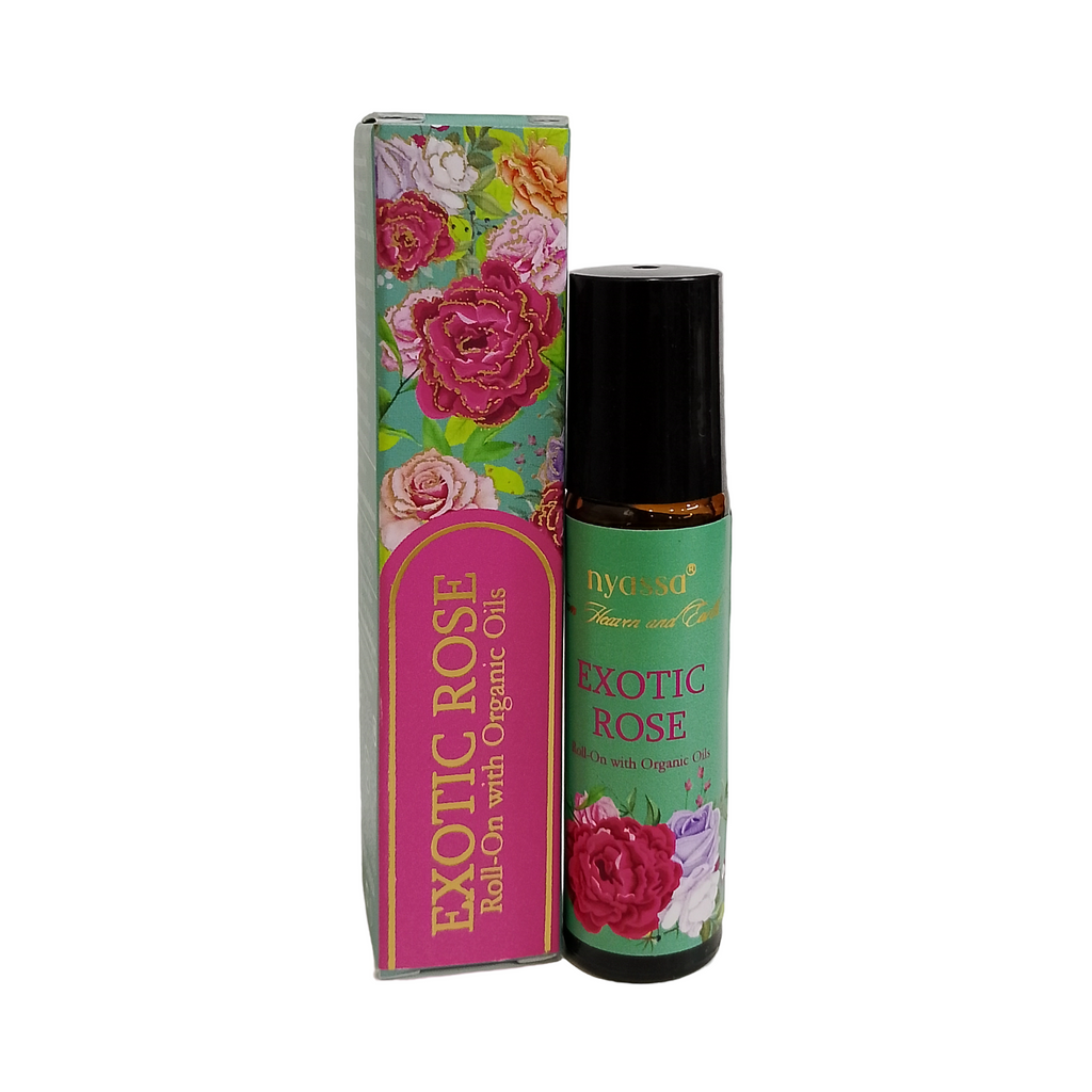 Exotic Rose Roll On with Organic Oils | Organics Cold Pressed Jojoba Oil, Sweet Almond Oil, Fragrance Oil and Vitamin E | 10ml