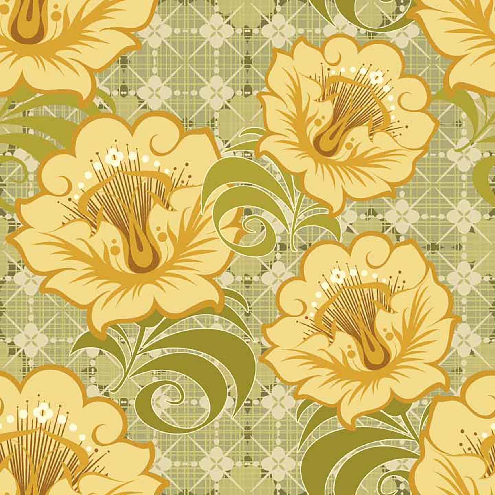 The Floral Wallpaper - Vintage Golden Floral Seamless Pattern - Elegant Art Nouveau Bloom Design