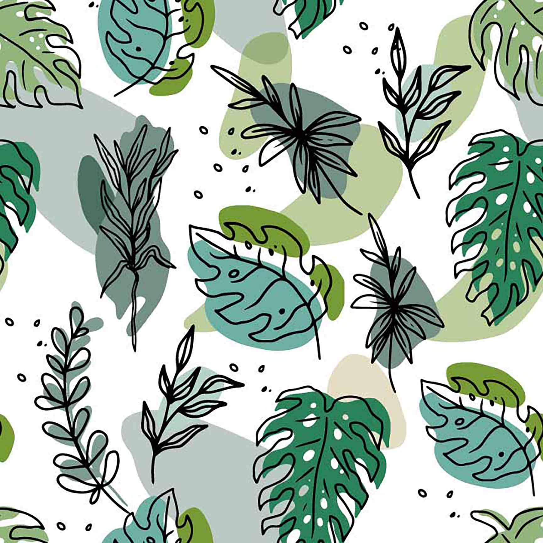The Floral Wallpaper - Abstract Tropical Leaves Seamless Pattern - Hand-Drawn Botanical Design with Organic Shapes