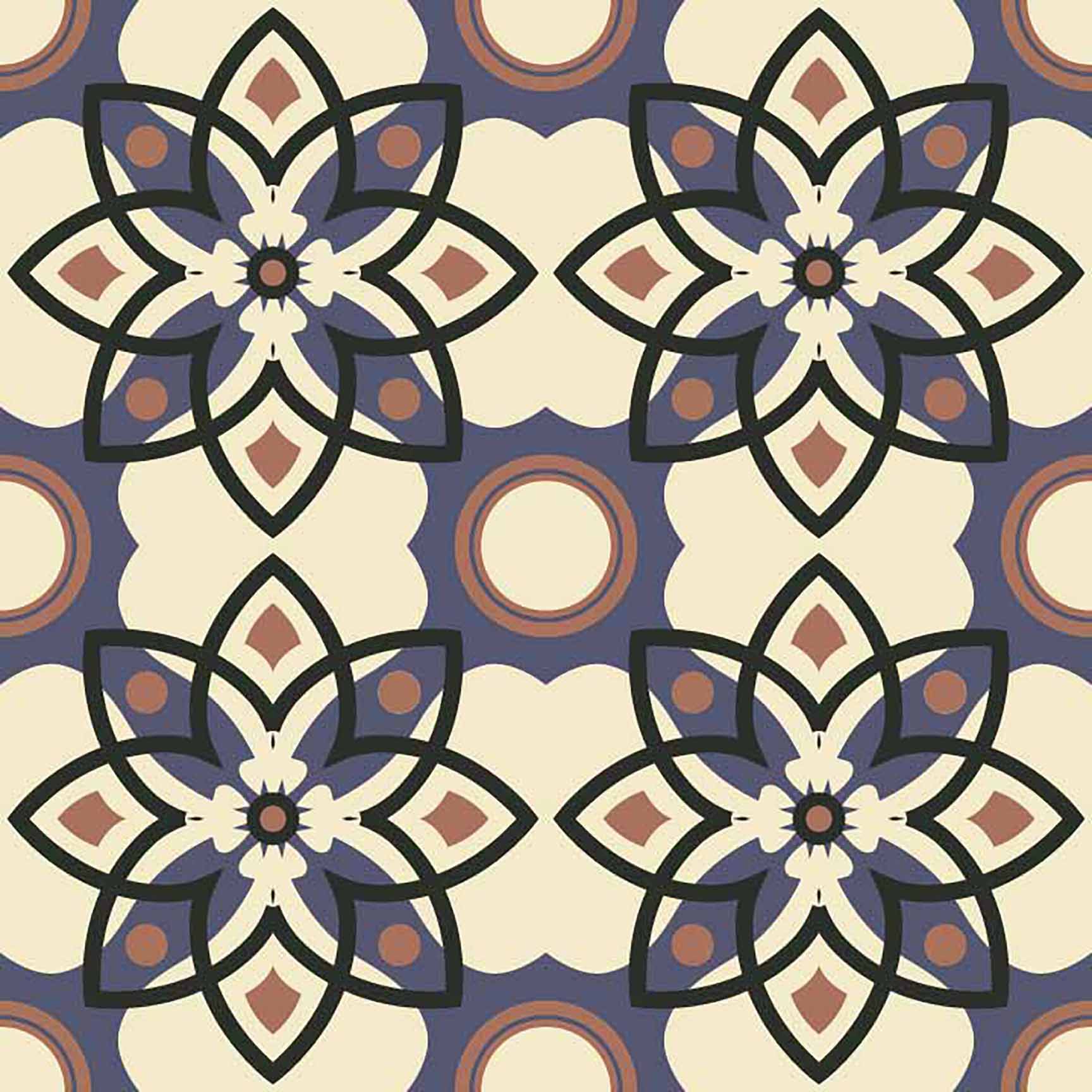 Intricate Geometric & Floral Tile Seamless Pattern - Abstract Petal Design.