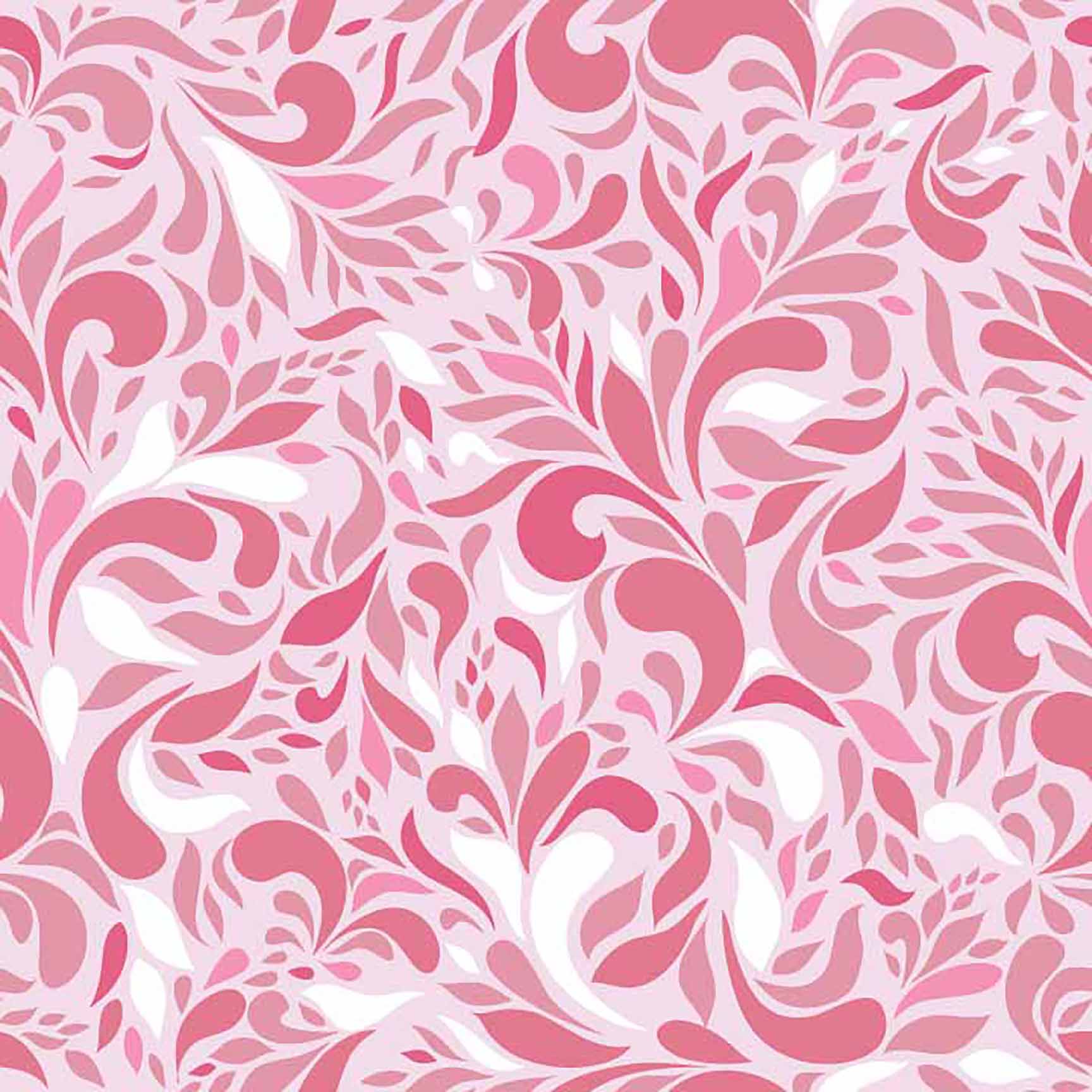 The Floral Wallpaper - Pink Swirl & Leaf Seamless Pattern - Elegant Abstract Floral Design
