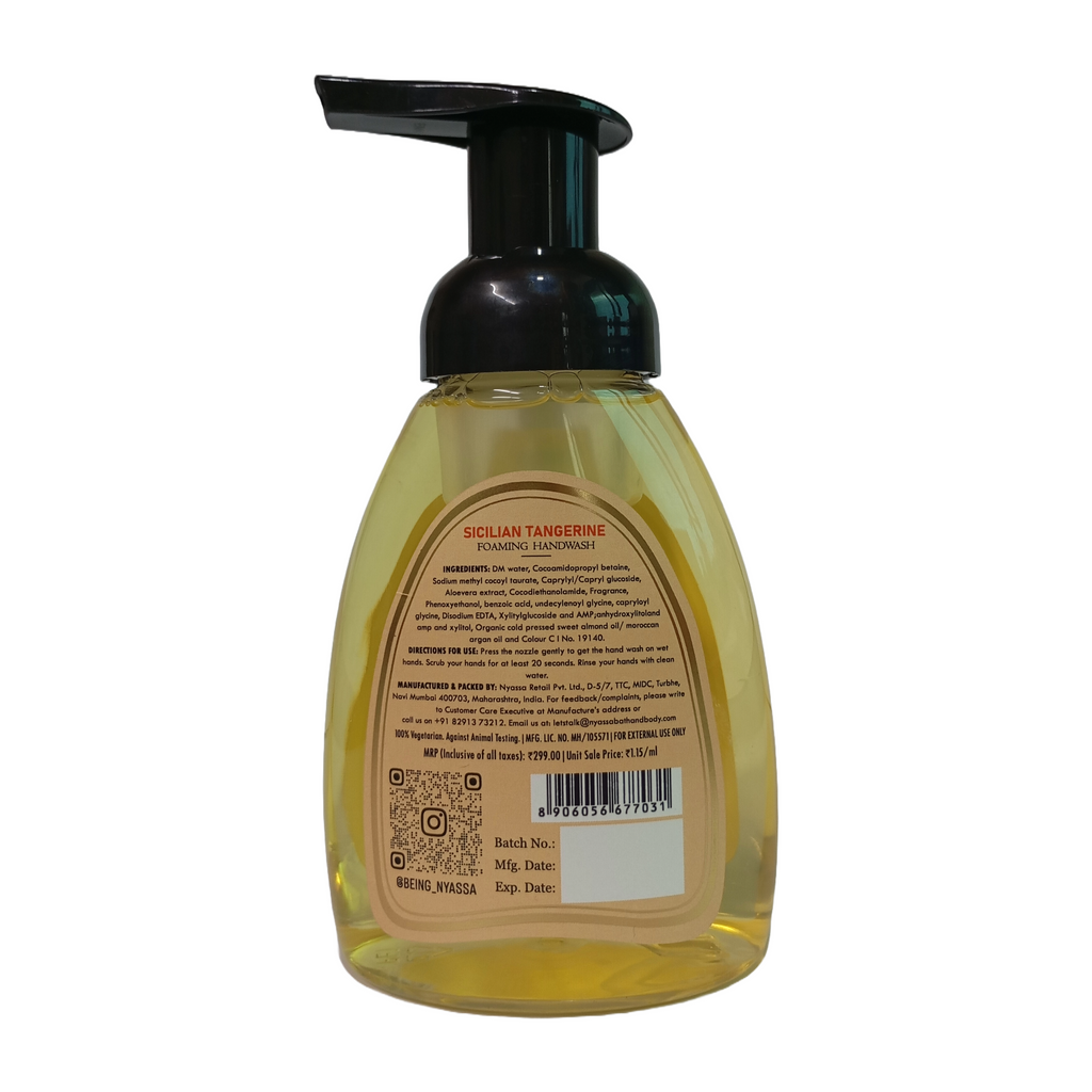 Sicilian Tangerine Foaming Hand Wash Sulphate and Paraben Free 260 ml