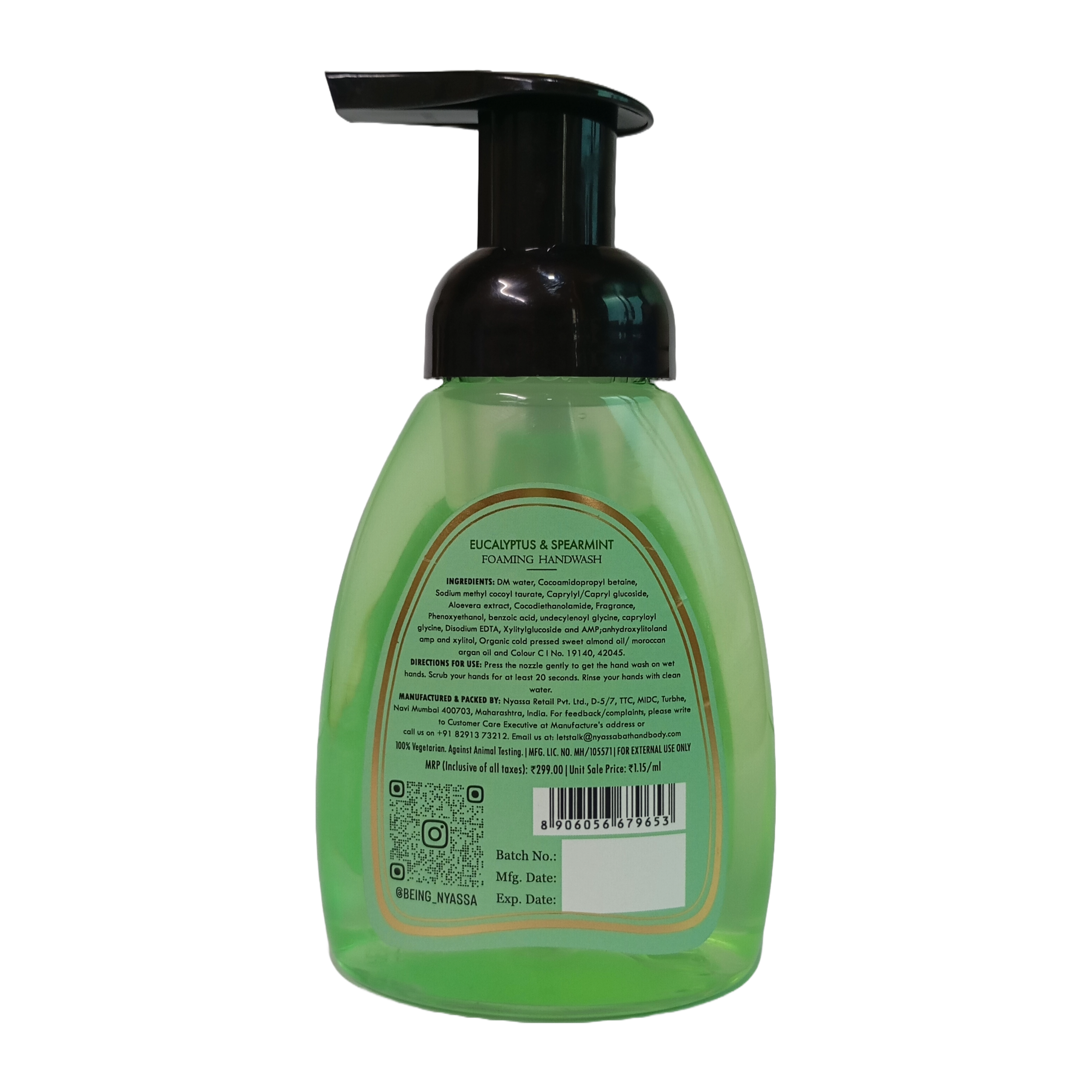Eucalyptus & Spearmint Foaming Handwash Sulphate and Paraben Free 260ml
