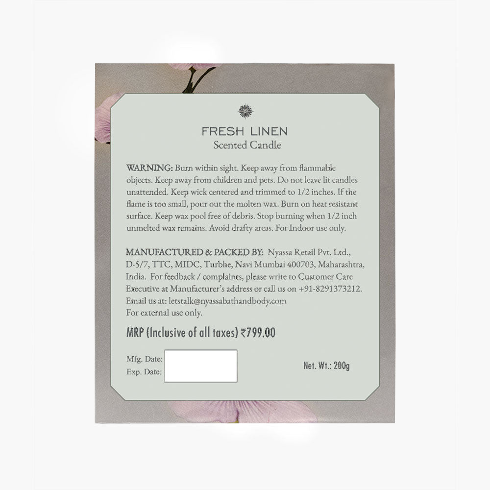 Fresh Linen Scented Candle | Fresh Mediterranean Sea Fragrance