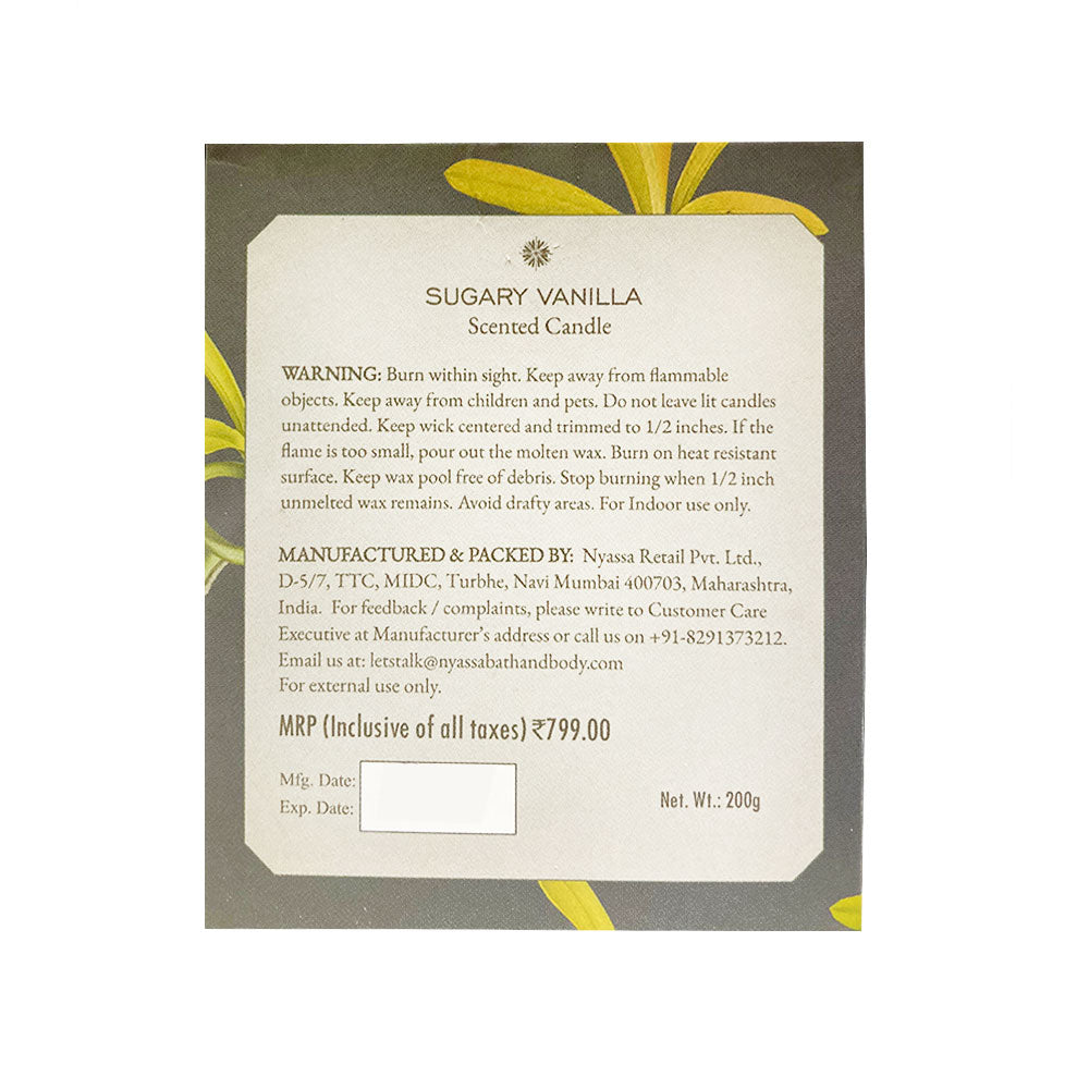 Sugary Vanilla Scented Candle | Vanilla Fresh Fragrance