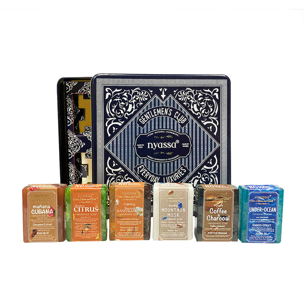 Gentlemen’s Club Everyday Luxuries  Handmade soaps Collection for Men - Tin Box Gift Set - 75gmx6 Soaps