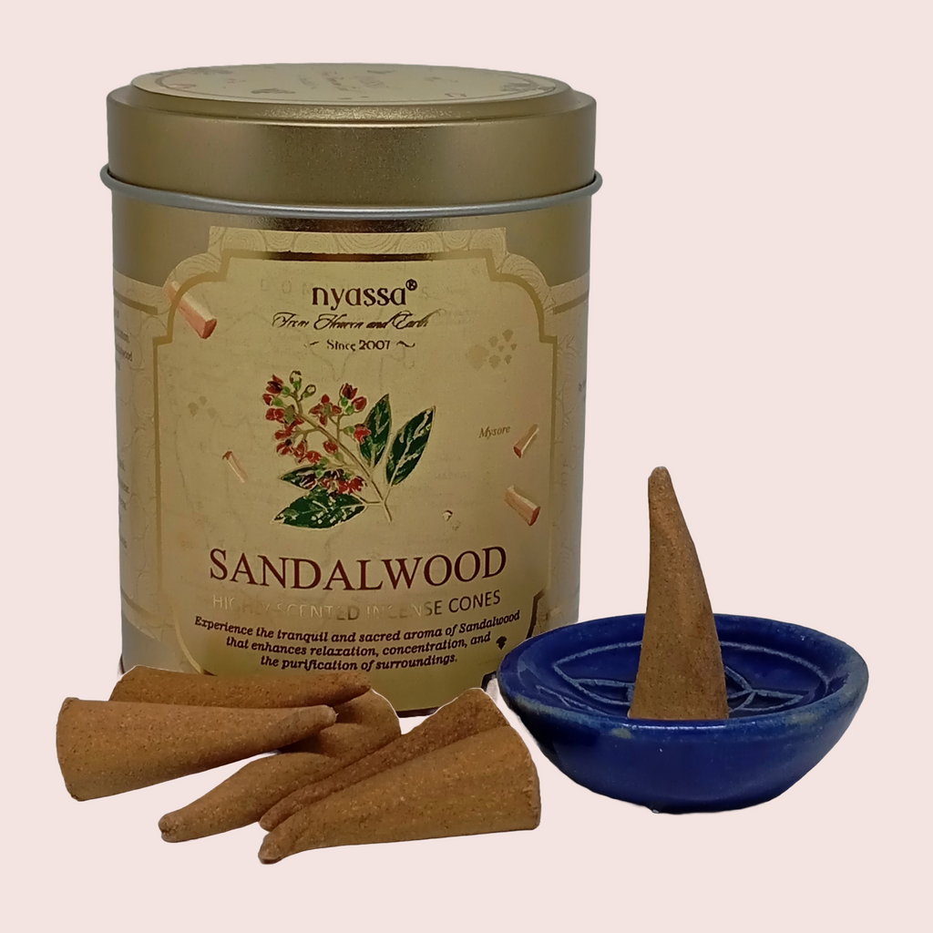 Sandalwood Incense Cone in Tin Box 100gm (Approx. 40 Cones)