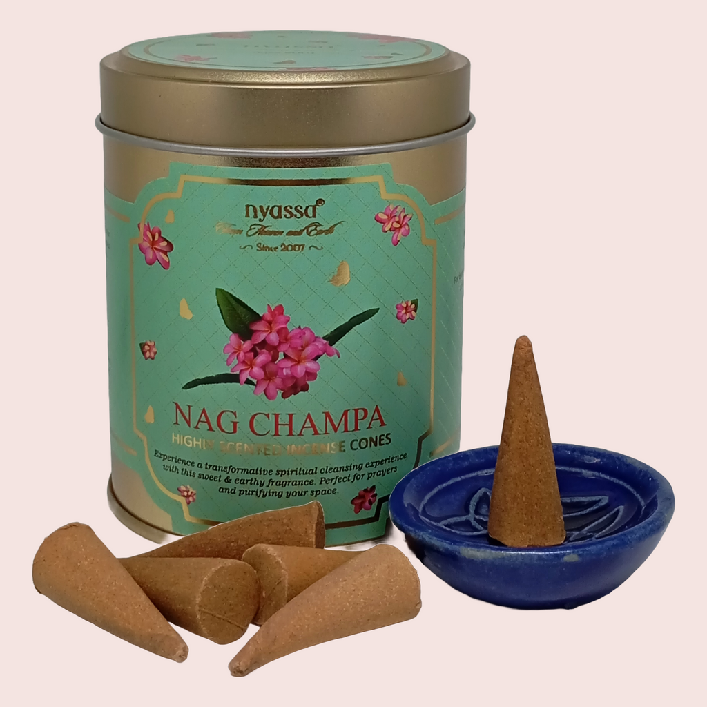 Nag Champa Incense Cone in Tin Box 100gm (Approx. 40 Cones)