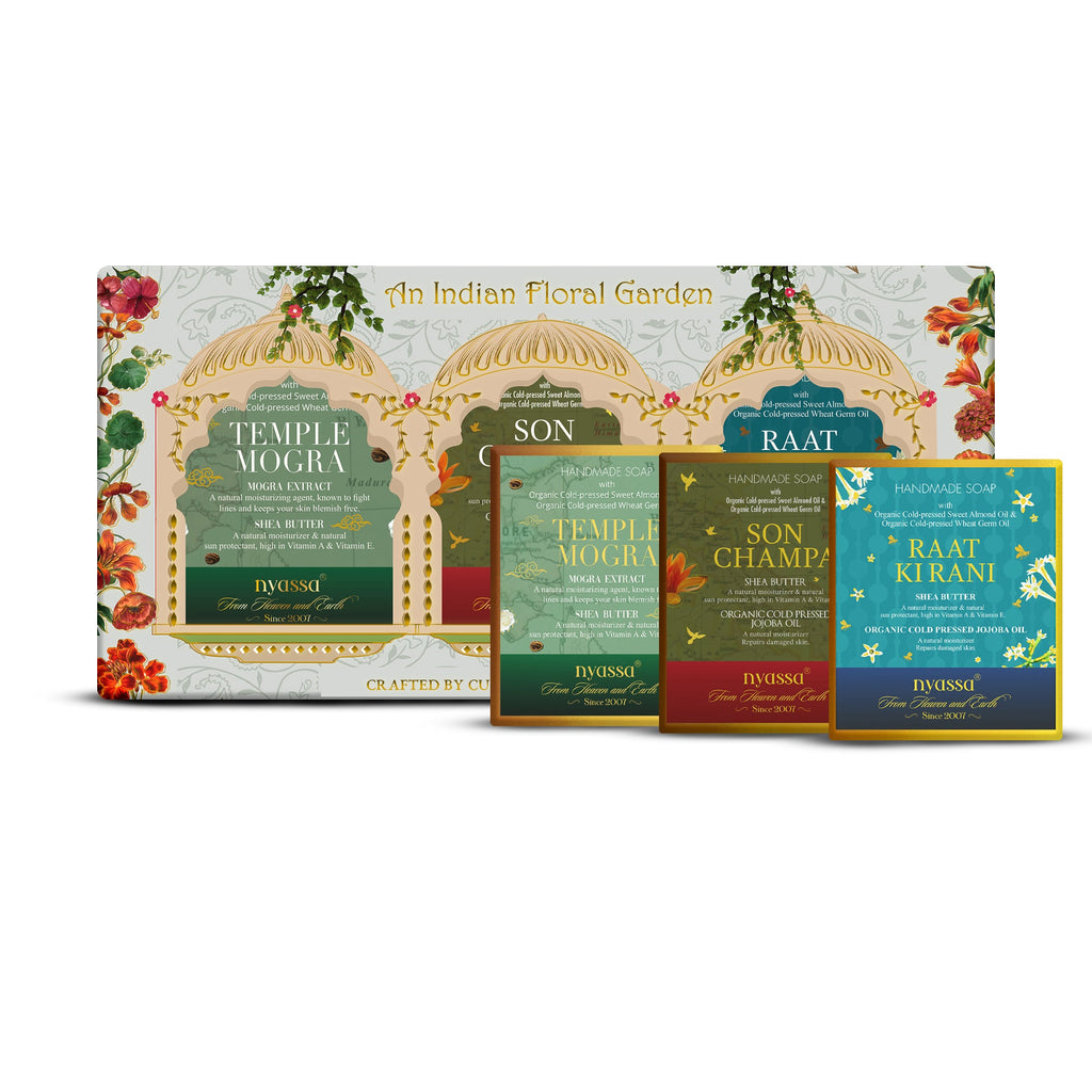 An Indian Floral Garden Gift set 3x150gm Natural Handmade Soap